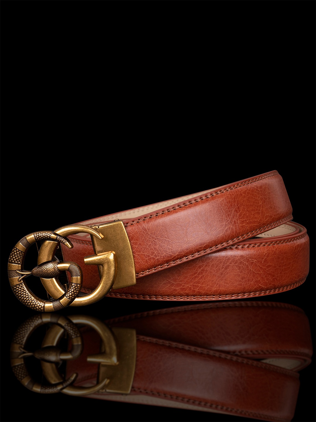 

NAEVE Men Leather Casual Belt, Red