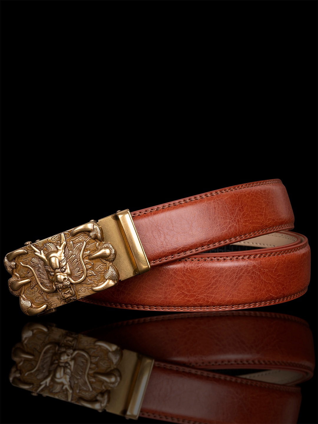 

NAEVE Men Leather Casual Belt, Red