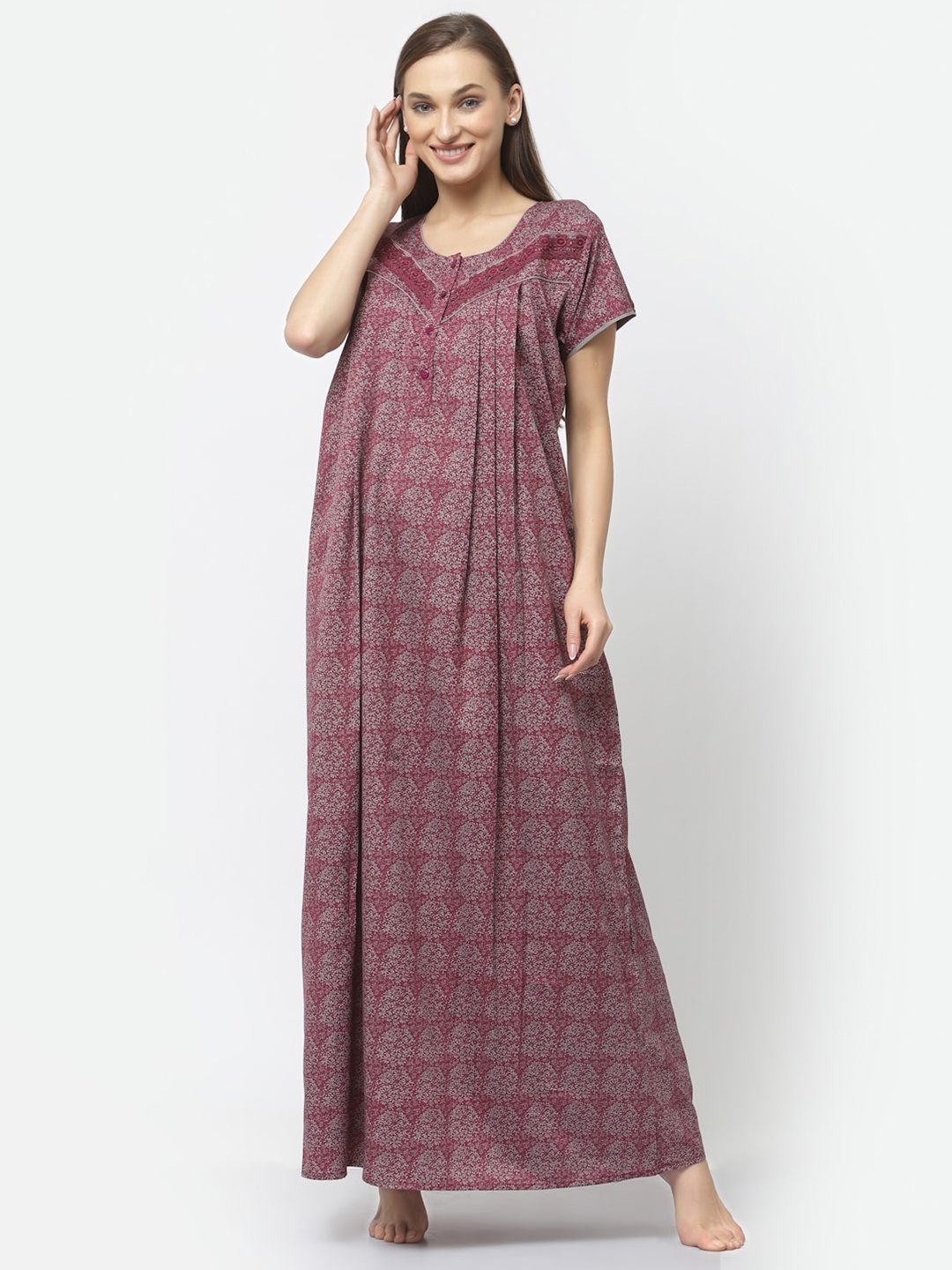 

Sweet Dreams Floral Printed Maxi Nightdress, Maroon