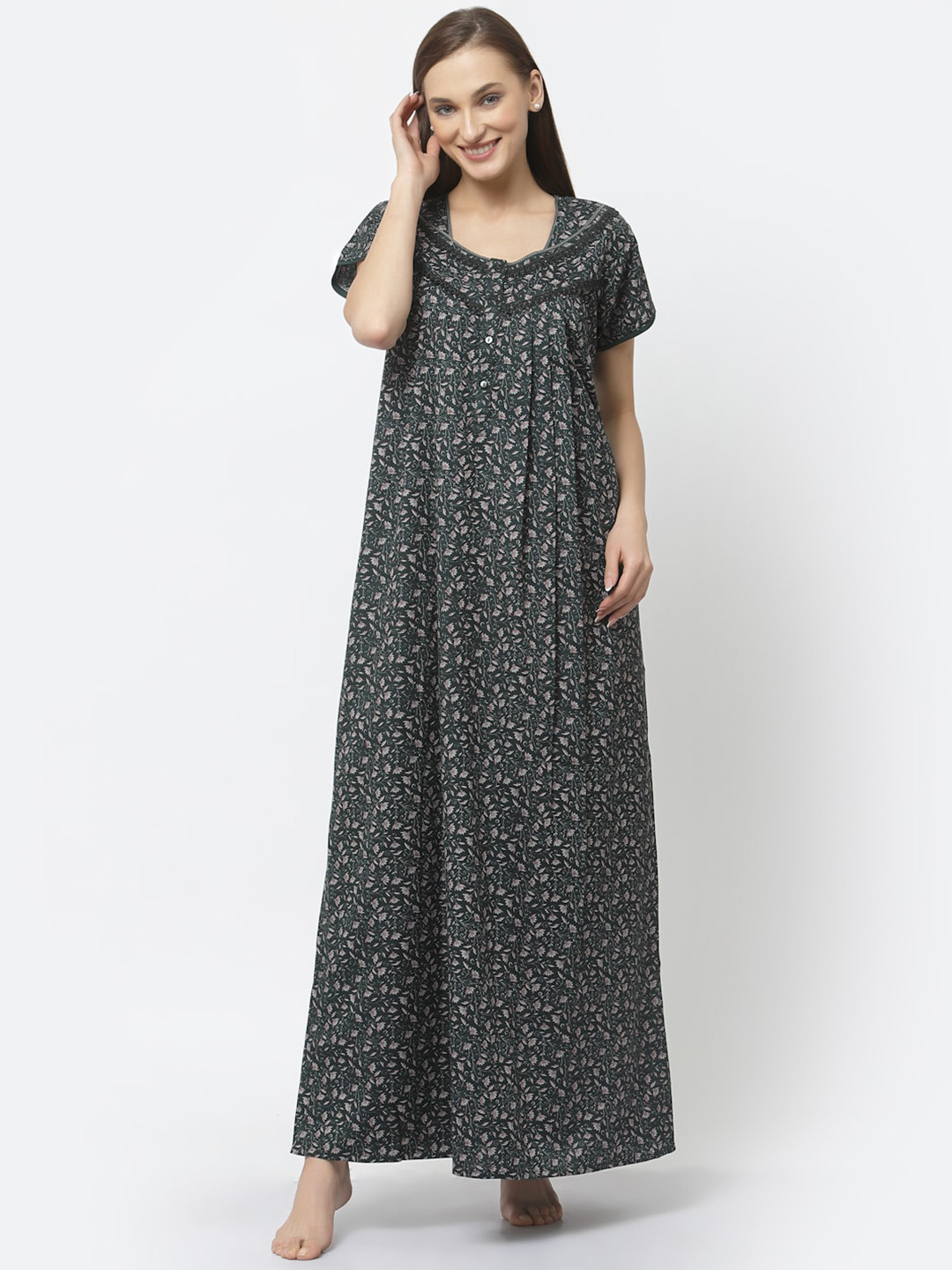 

Sweet Dreams Floral Printed Maxi Nightdress, Green