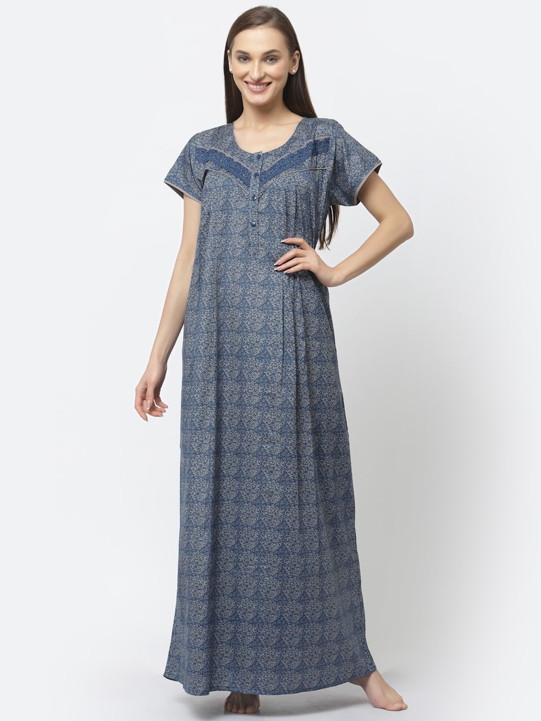 

Sweet Dreams Floral Printed Maxi Nightdress, Blue