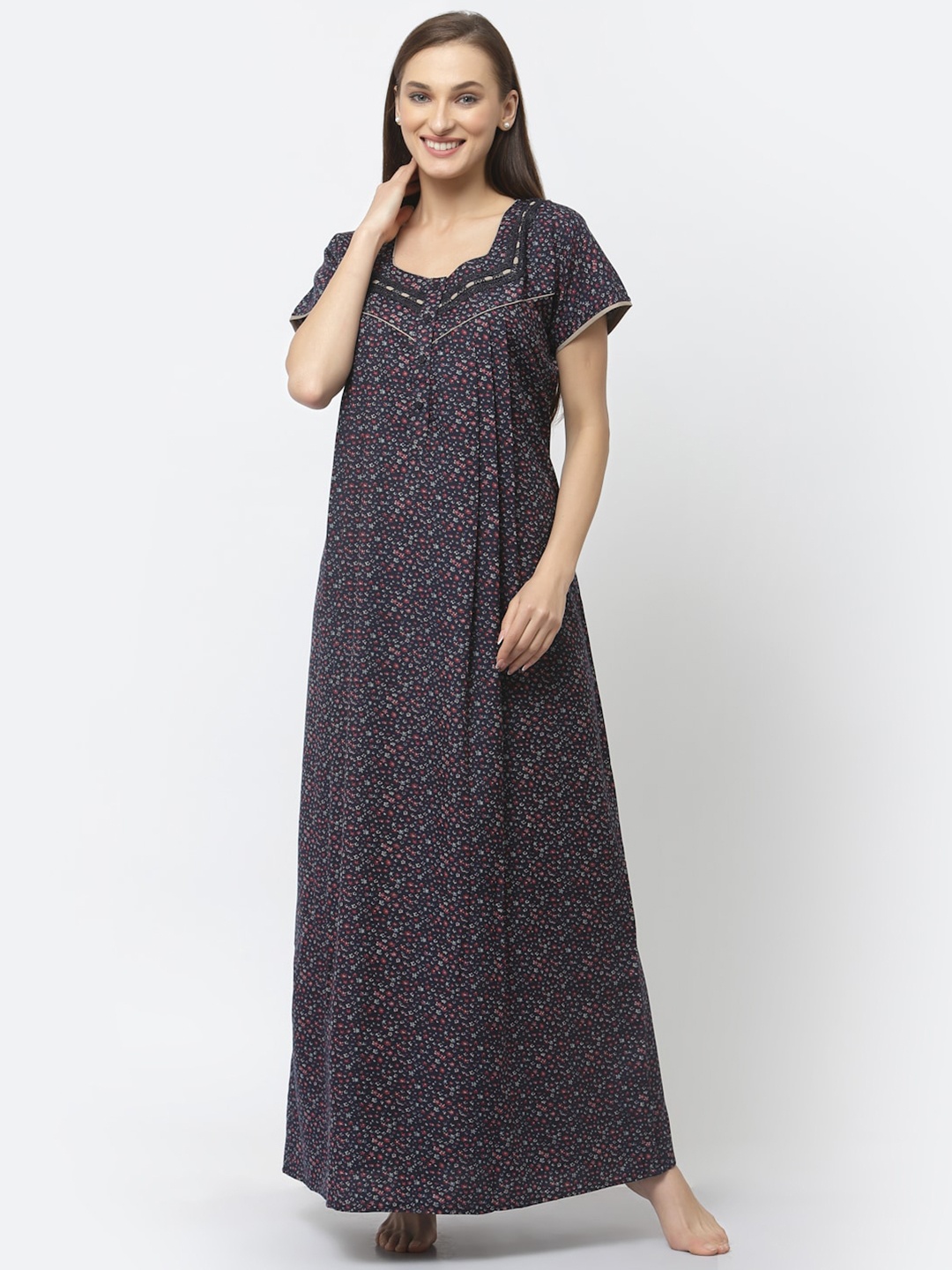 

Sweet Dreams Floral Printed Maxi Nightdress, Navy blue
