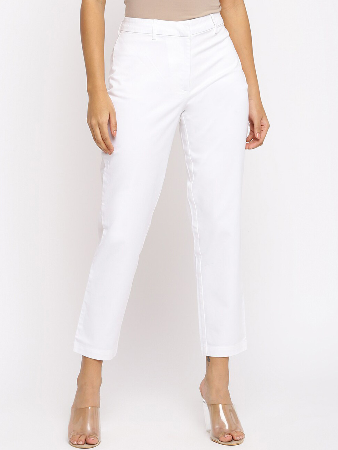 

Fabindia Women Slim Fit Casual Cotton Trousers, White