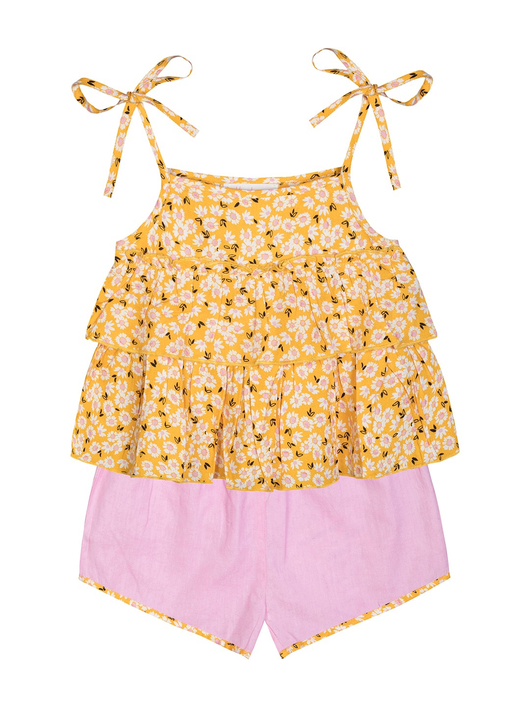 

Budding Bees Infants Girls Printed Top with Shorts, Pink