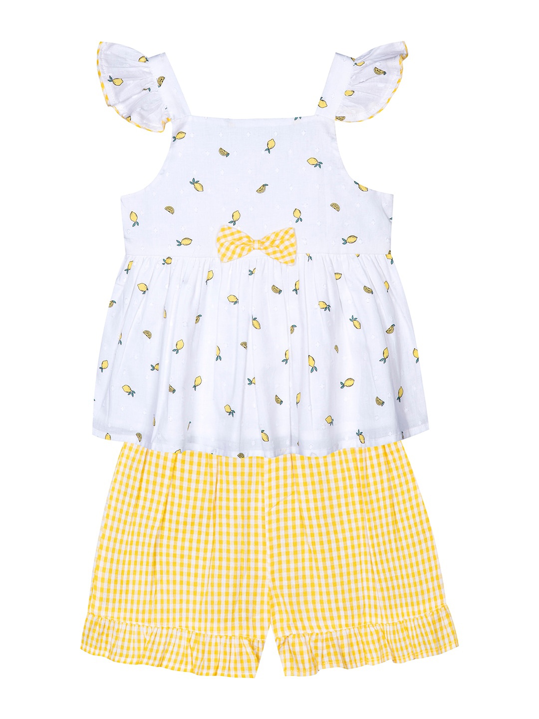

Budding Bees Infant Girls Printed Pure Cotton Top with Shorts, White