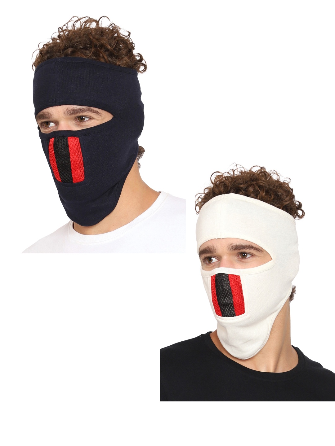 

Gajraj Pack Of 2 Cotton Full Face Mask With Air Filter Mesh, Navy blue