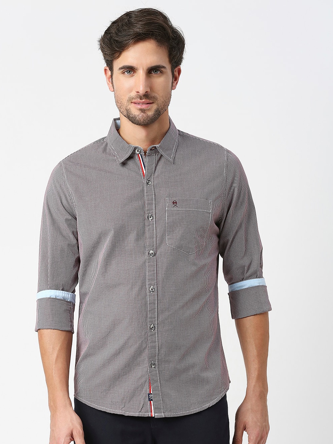 

Thomas Scott Checked Pure Cotton Slim Fit Casual Shirt, White
