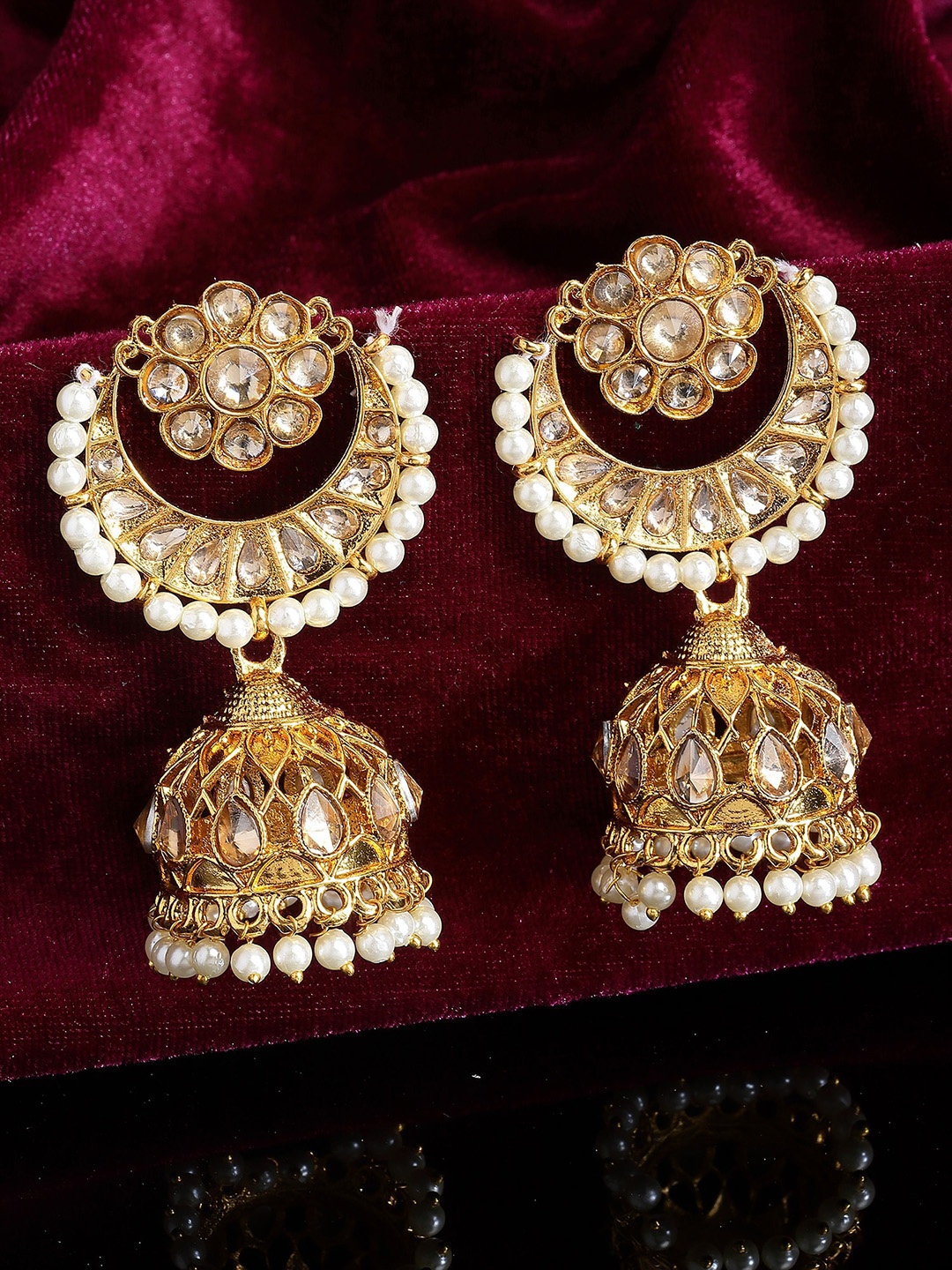 

KARATCART Gold-Plated Contemporary Jhumkas Earrings