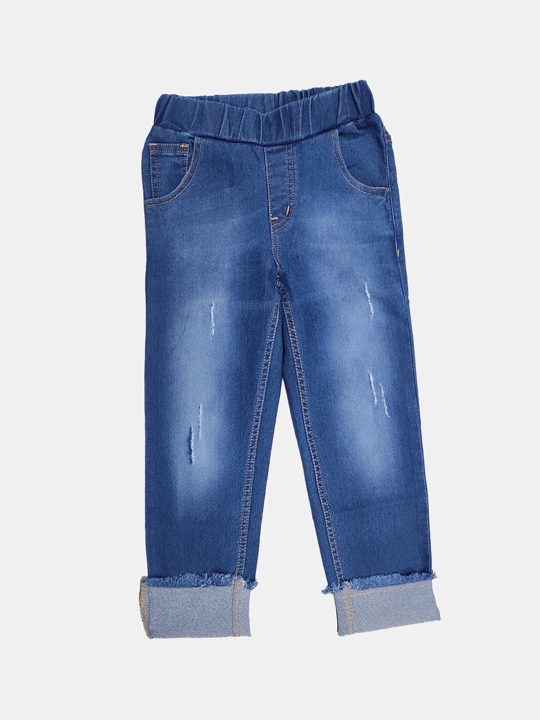 

Kotty Boys Jean Jogger Low Distress Light Fade Stretchable Cotton Jeans, Blue