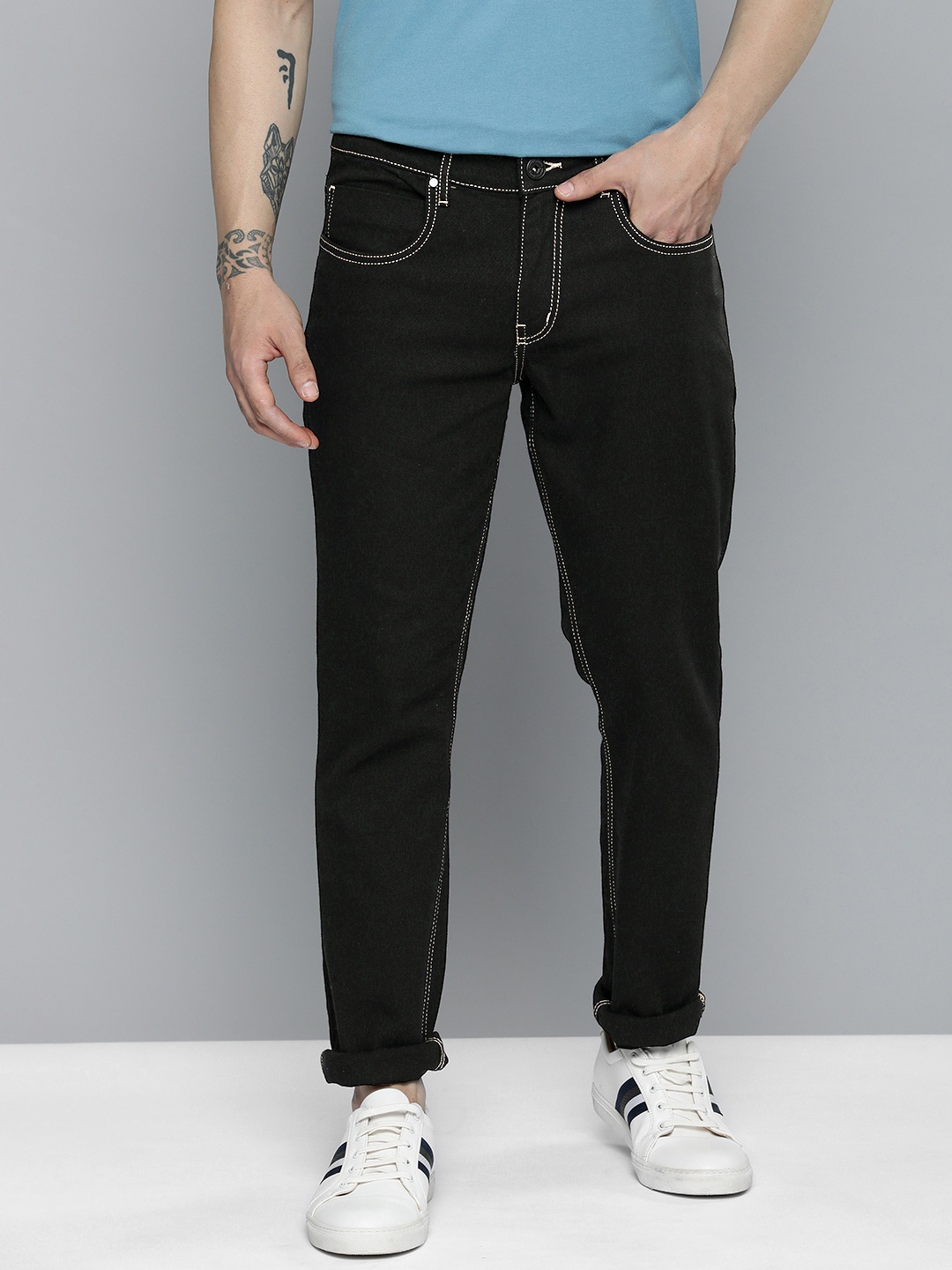 

Mast & Harbour Men Stretchable Jeans, Black