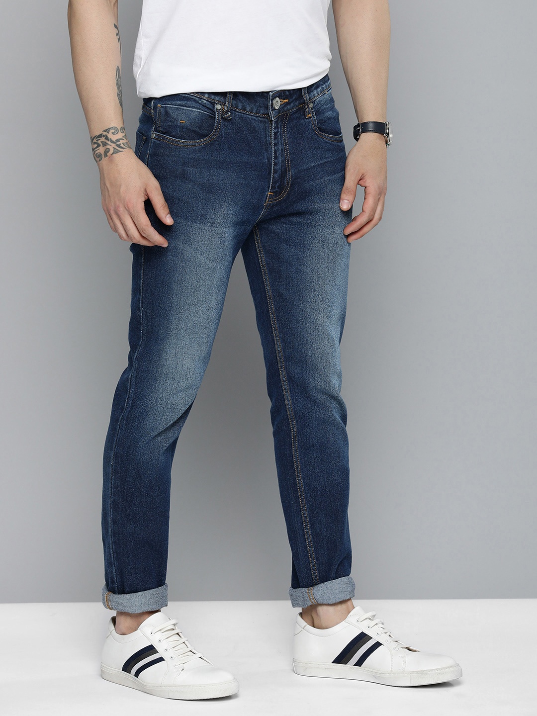 

Mast & Harbour Heavy Fade Stretchable Jeans, Blue