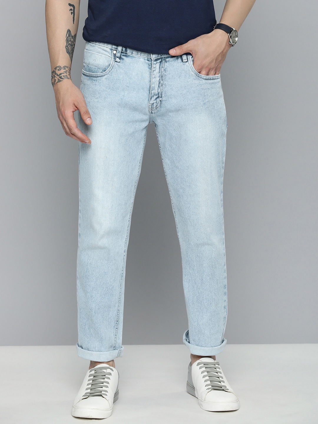 

Mast & Harbour Men Light Fade Stretchable Jeans, Blue
