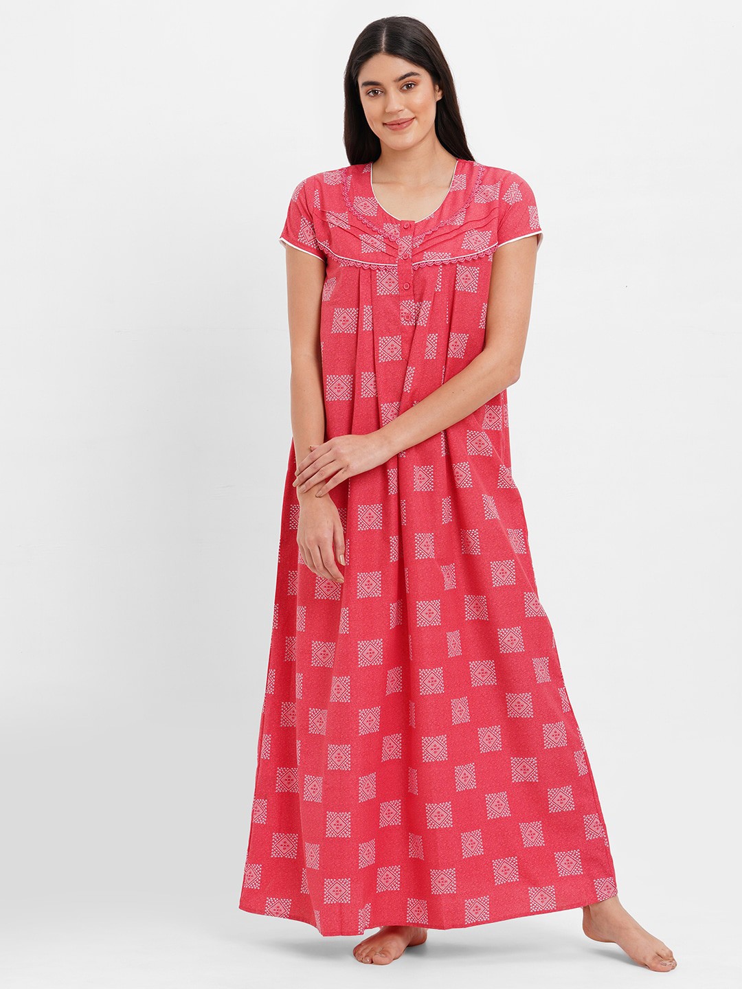 

SDL by Sweet Dreams Ethnic Motifs Printed Maxi Nightdress, Orange