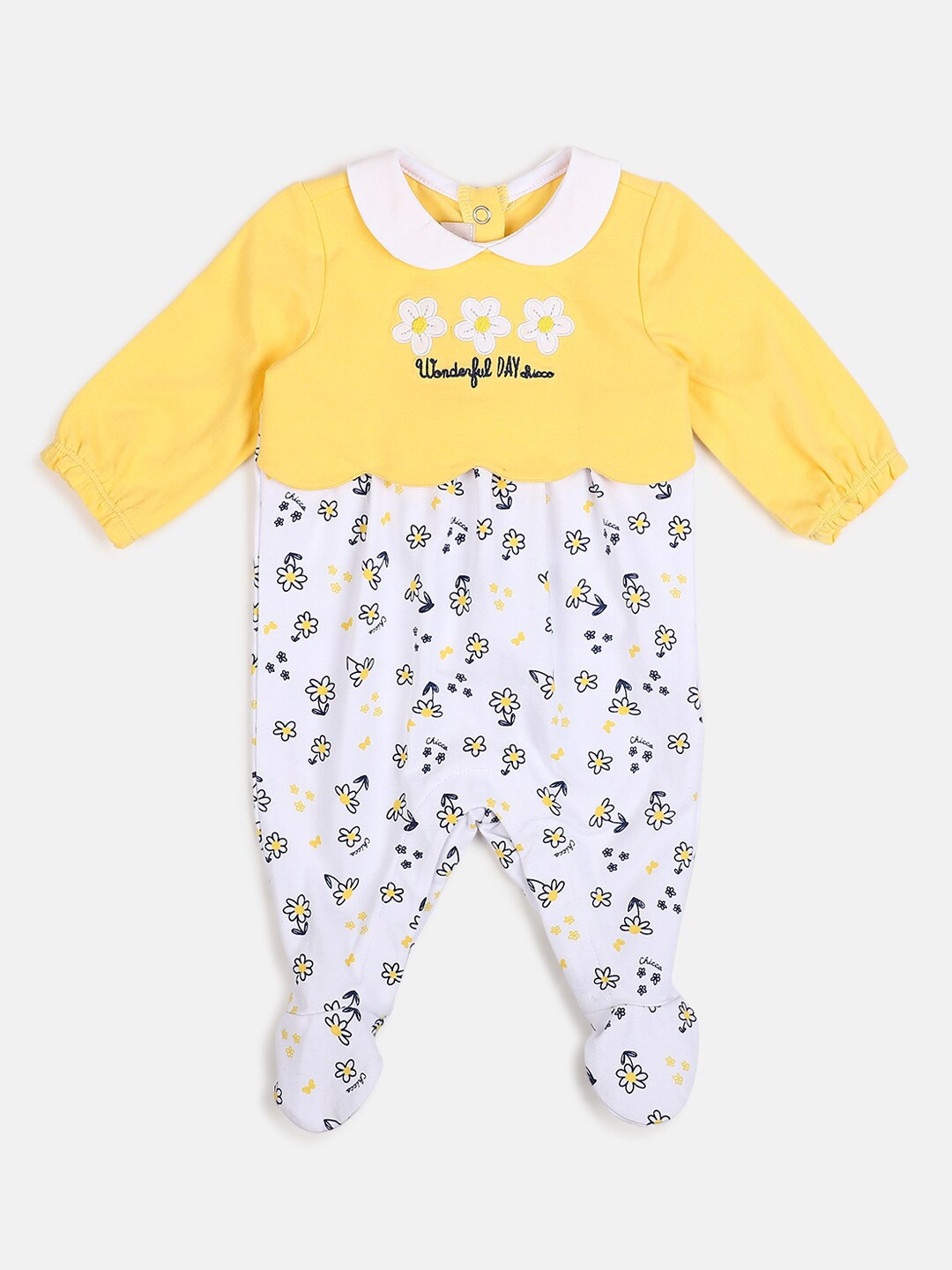 

Chicco Infant Girls Printed Leg Opening Body Suit, Yellow