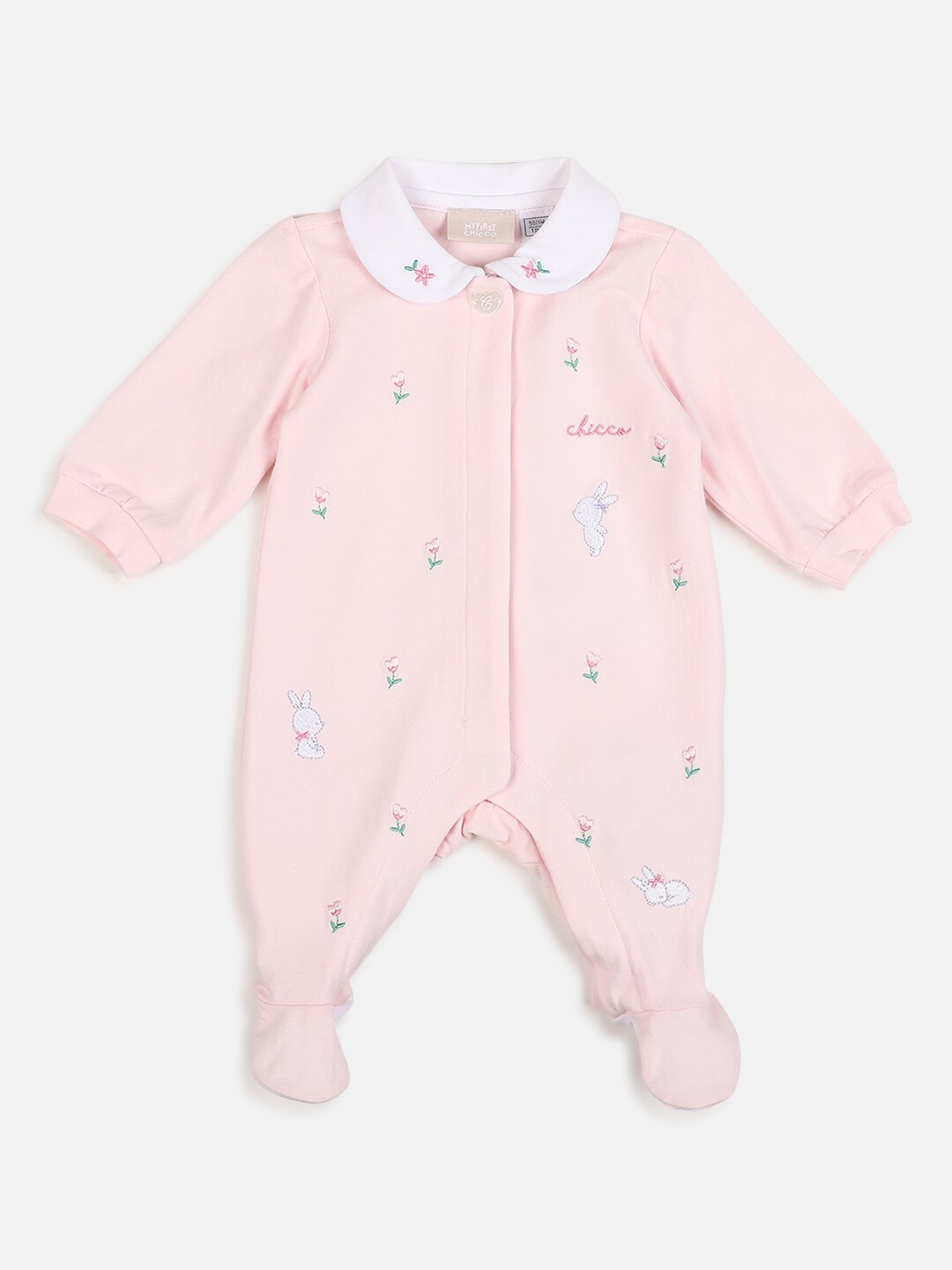 

Chicco Infants Printed Cotton Sleepsuit, Pink