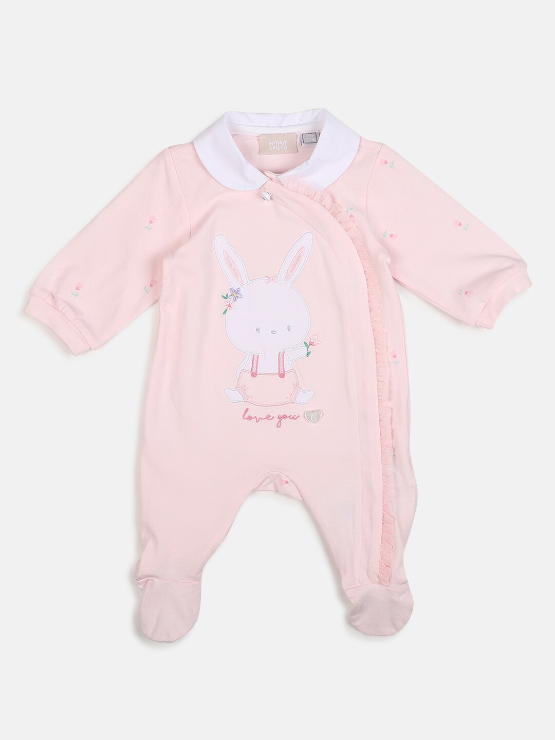 

Chicco Infants Printed Cotton Sleepsuit, Pink