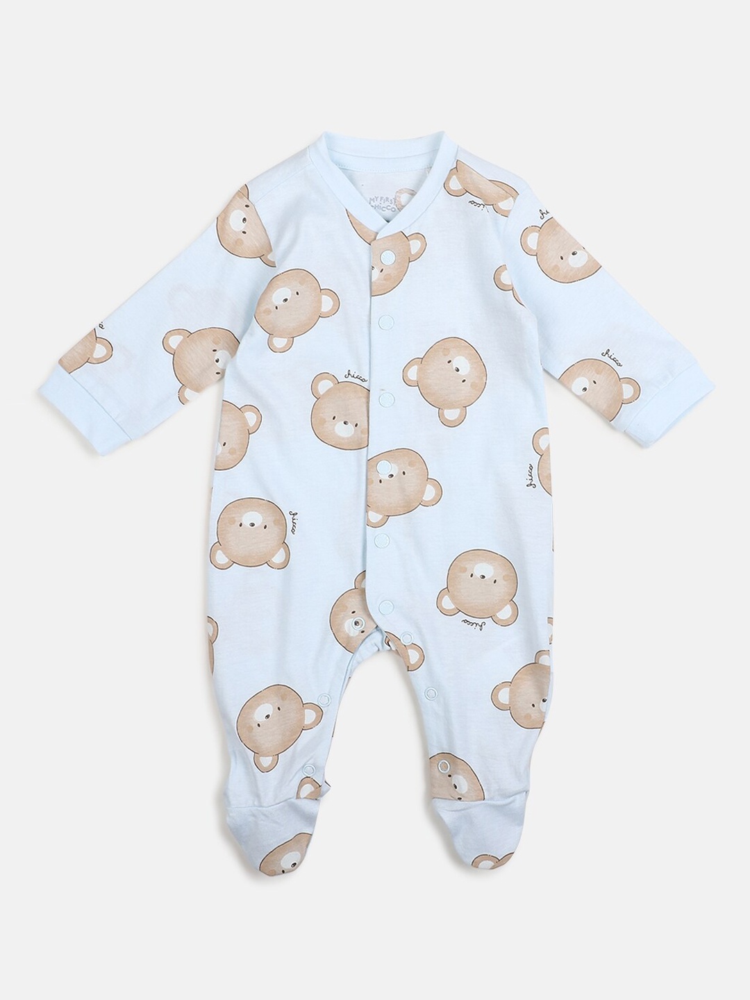 

Chicco Infant Boys Printed Pure Front Opening Cotton Body Suit, Blue
