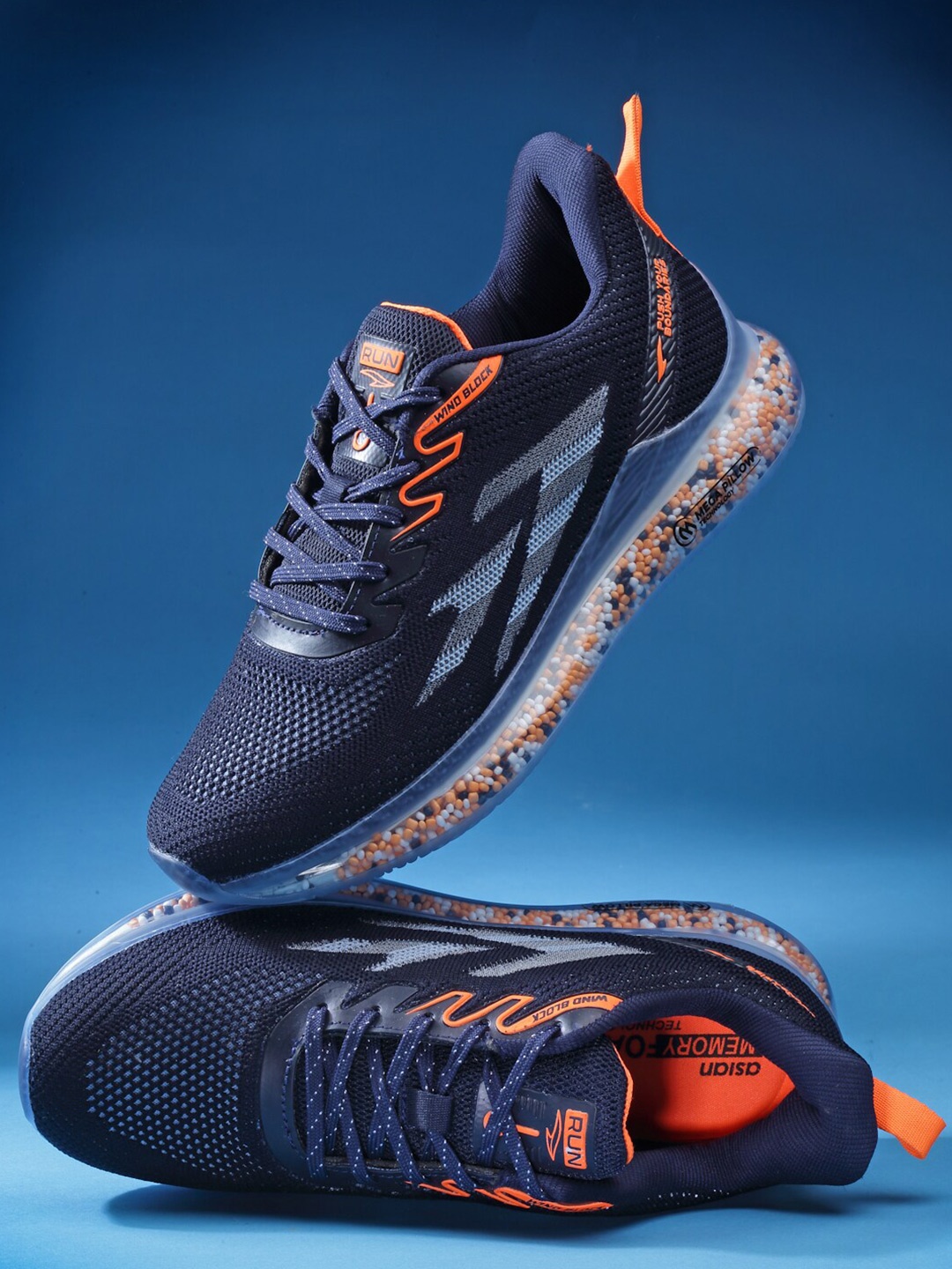 

ASIAN Men Mesh Running Sports Shoes, Navy blue