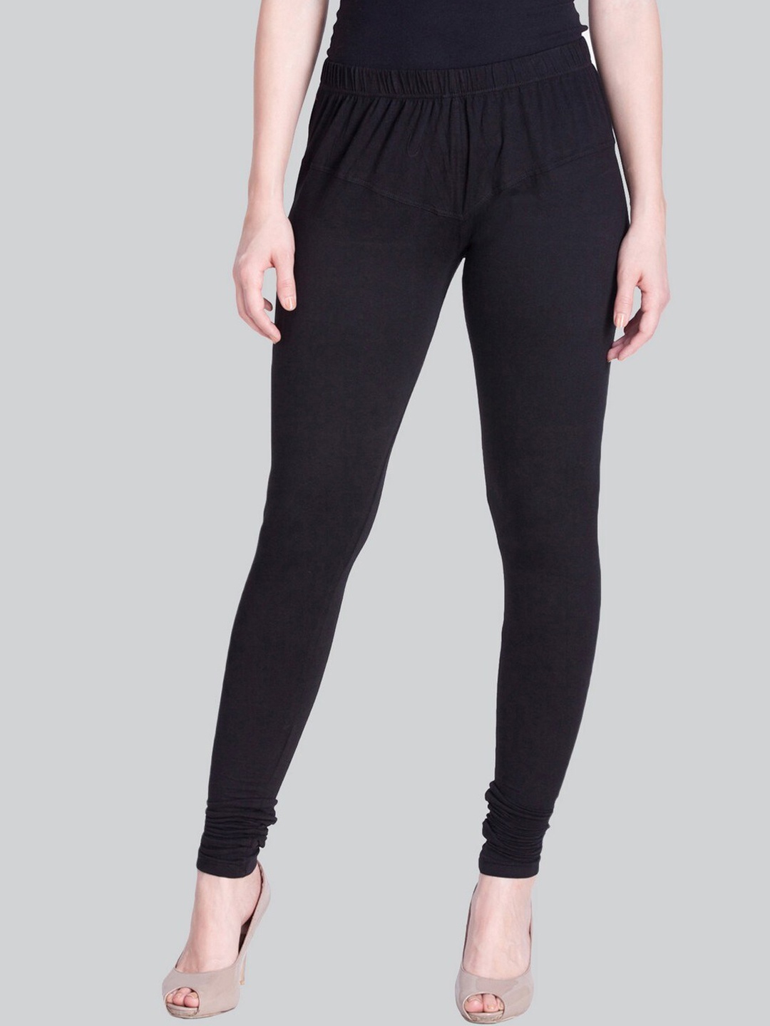 

LYRA Premium 4 Way Stretch Mid-Rise Churidar-Length Leggings, Black