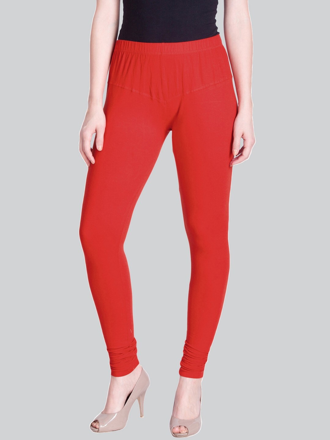 

LYRA Premium 4 Way Stretch Mid-Rise Churidar-Length Leggings, Red