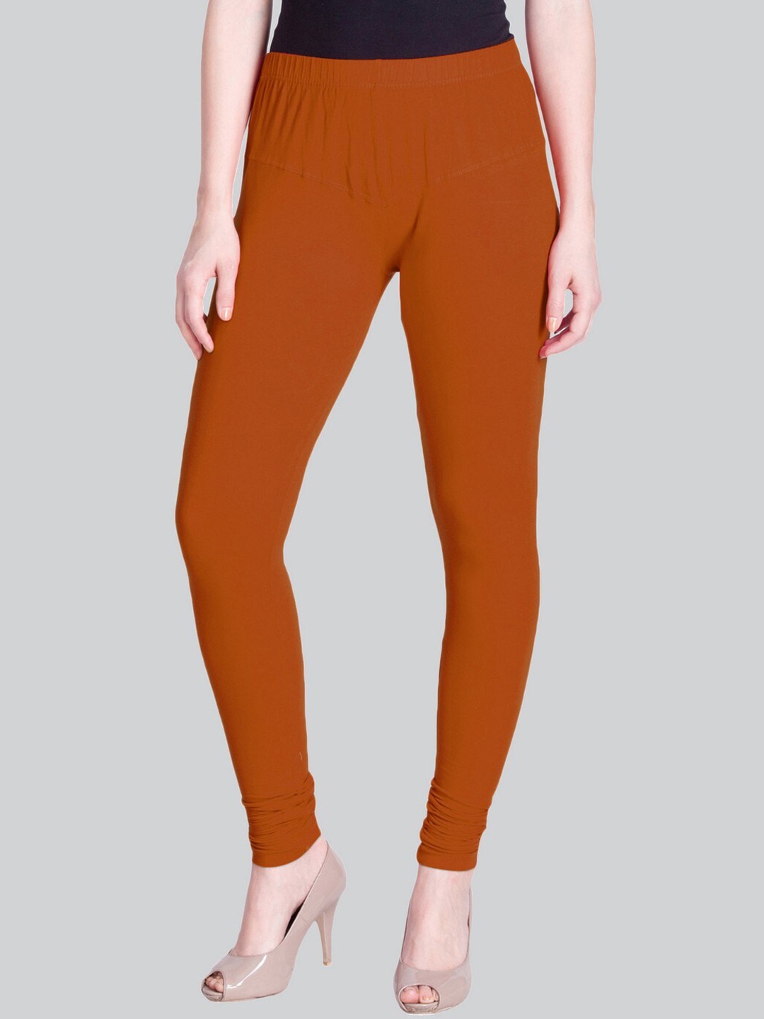 

LYRA Premium 4 Way Stretch Mid-Rise Churidar-Length Cotton Lycra Legging, Rust