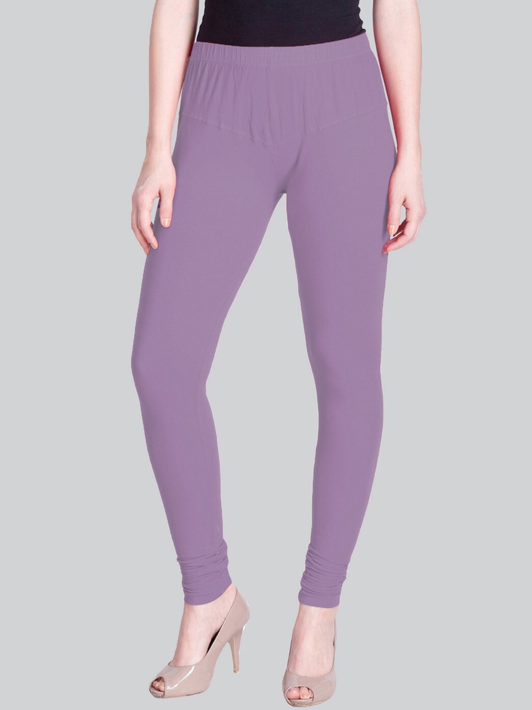 

LYRA Bio-Wash Churidar-Length Cotton Lycra Leggings, Purple