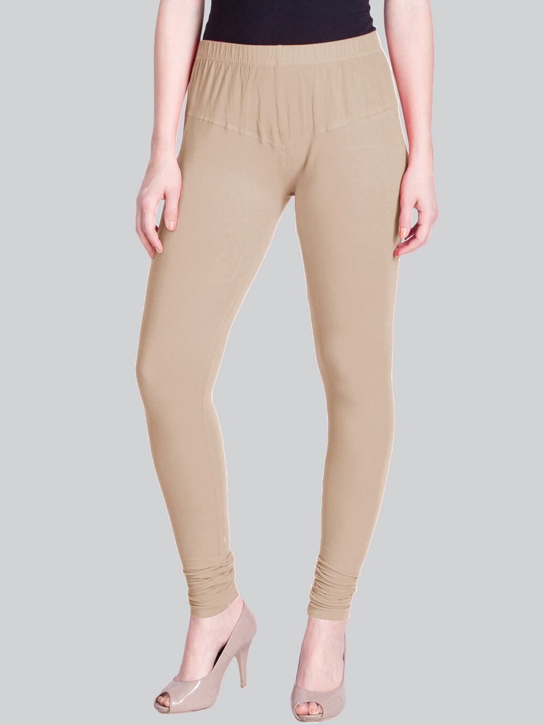 

LYRA Cotton Lycra Churidar Length Leggings, Beige