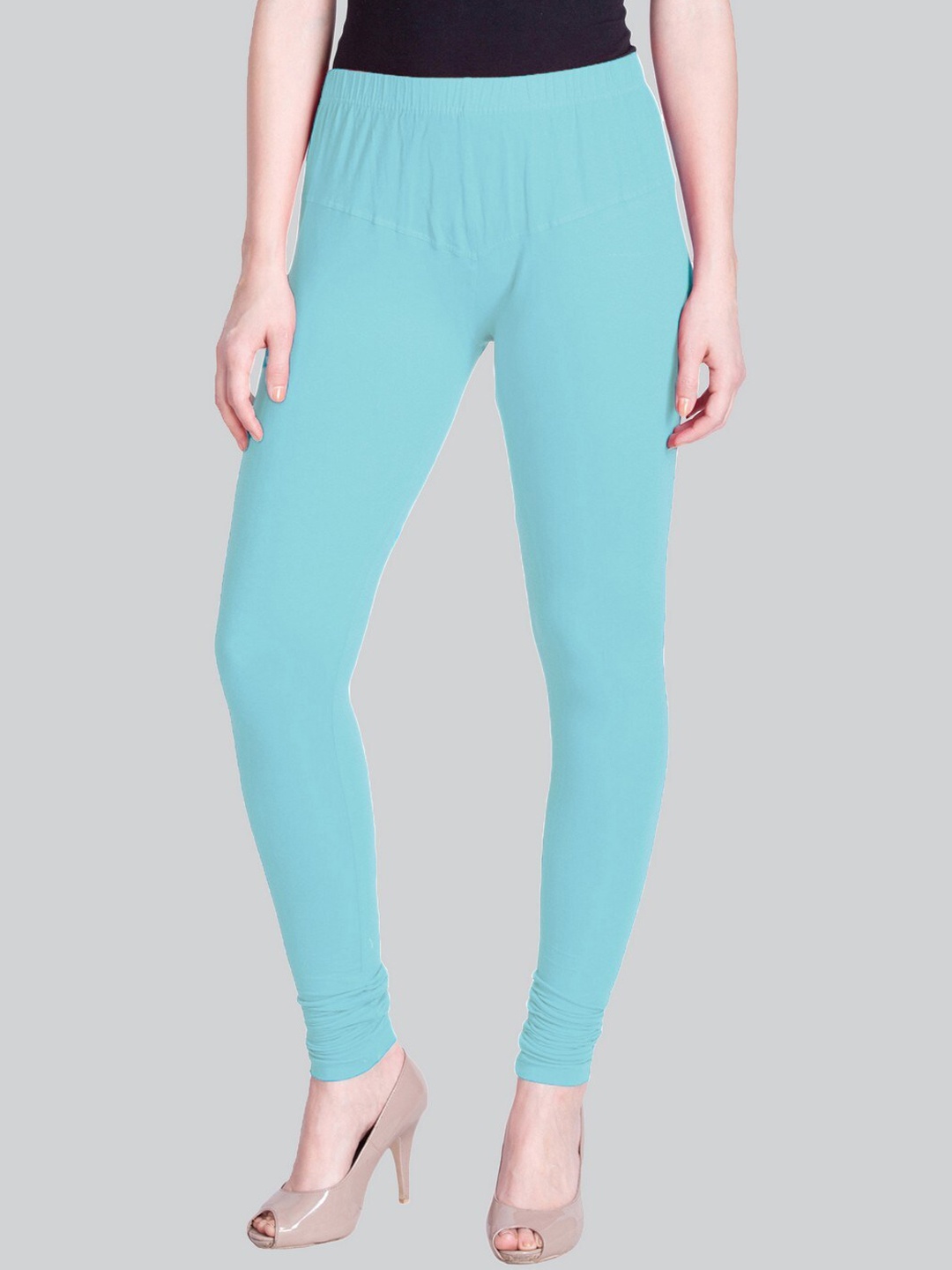 

LYRA Premium Cotton Lycra 4 Way Stretch Bio Wash Churidar-Length Leggings, Blue