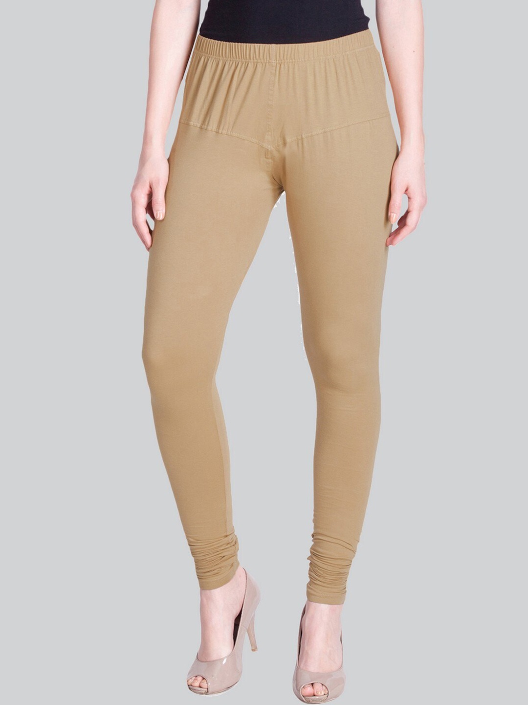 

LYRA Bio-Wash Churidar-Length Cotton Lycra Leggings, Beige
