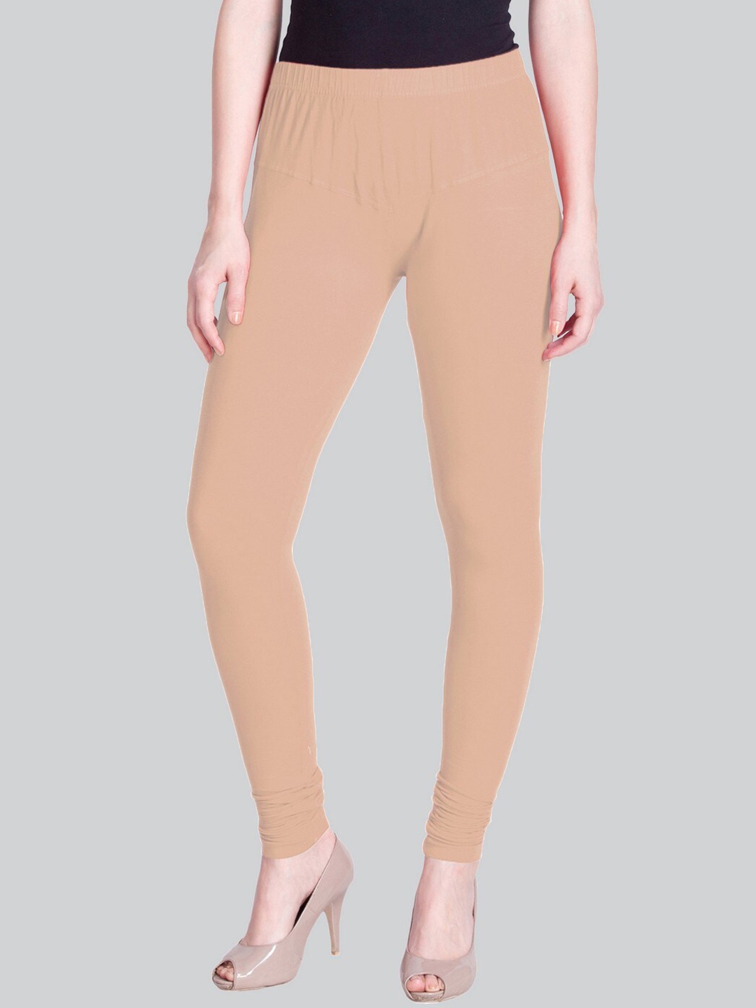 

LYRA Premium 4 Way Stretch Mid-Rise Churidar-Length Leggings, Peach
