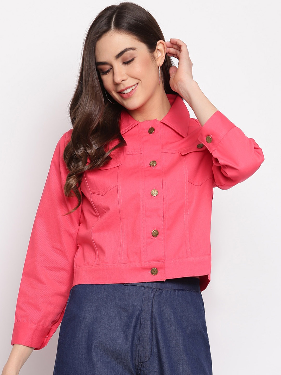 

Mayra Casual Cotton Denim Jacket, Pink