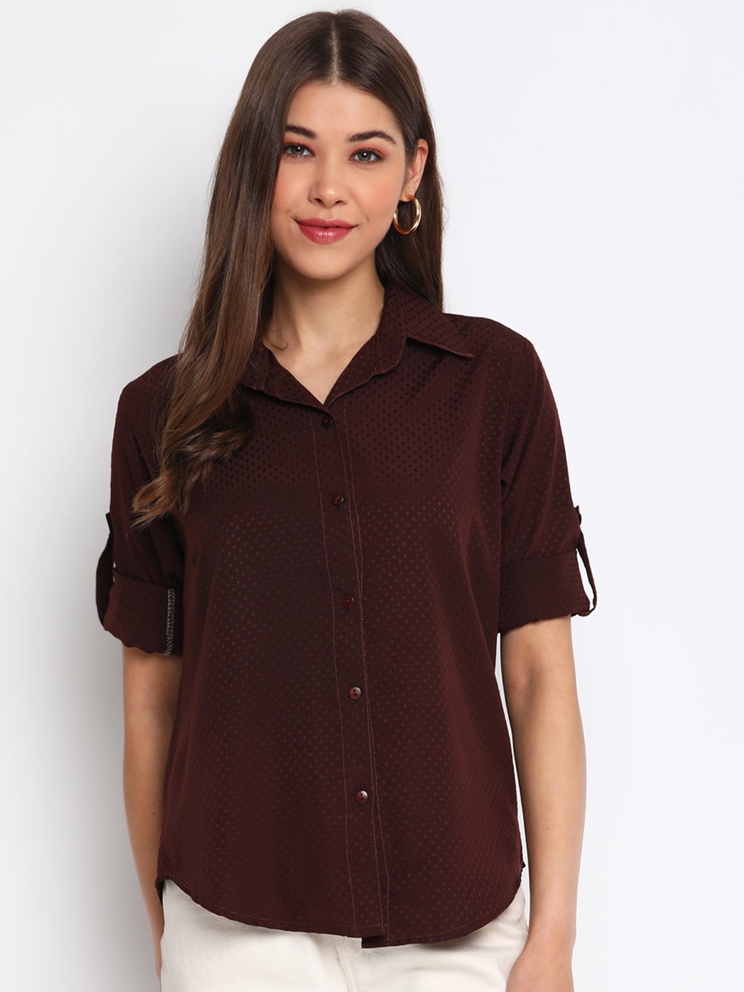 

Mayra Printed Slim Fit Casual Shirt, Brown