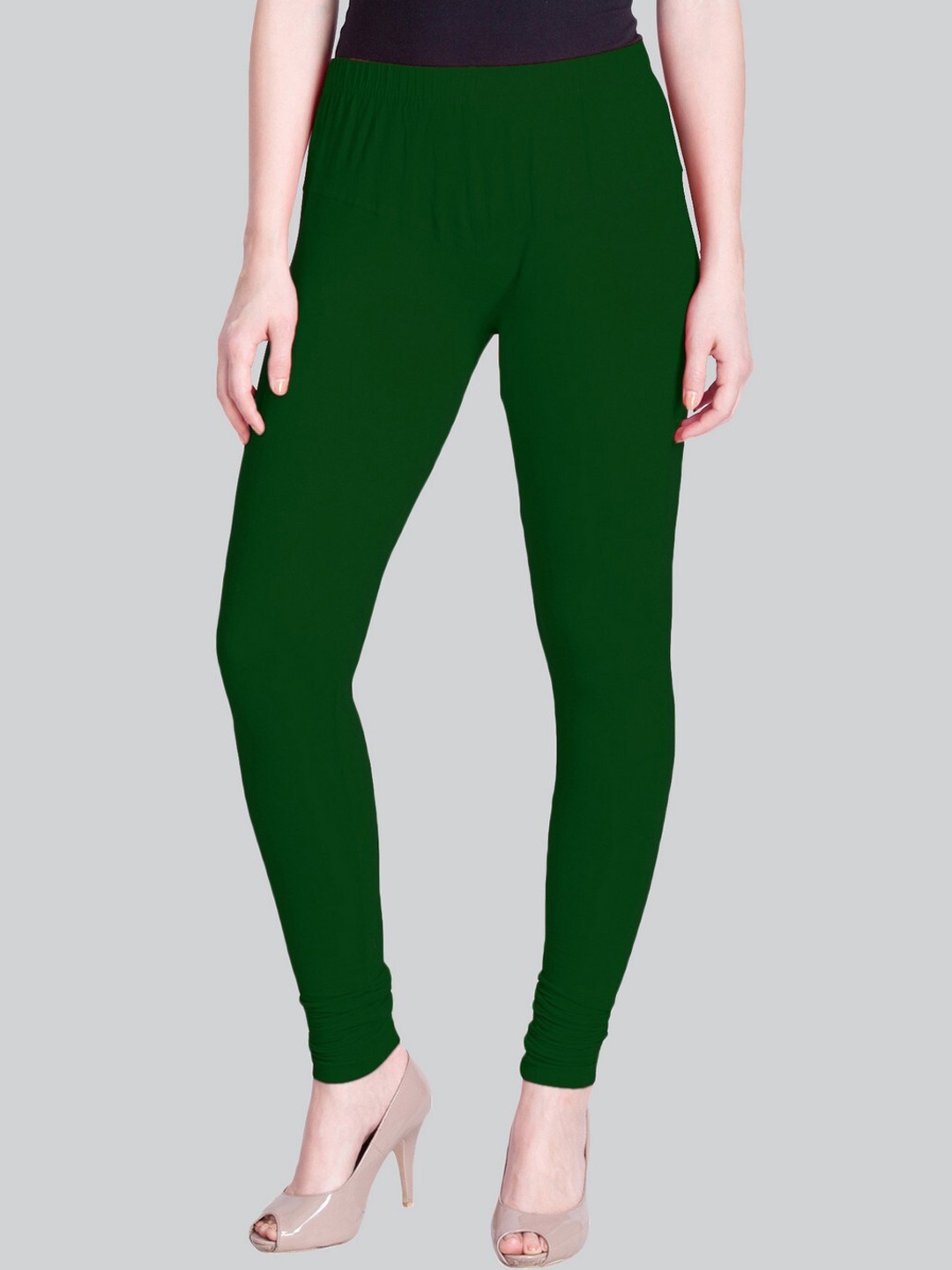 

LYRA Bio-Wash Churidar-Length Cotton Lycra Leggings, Green