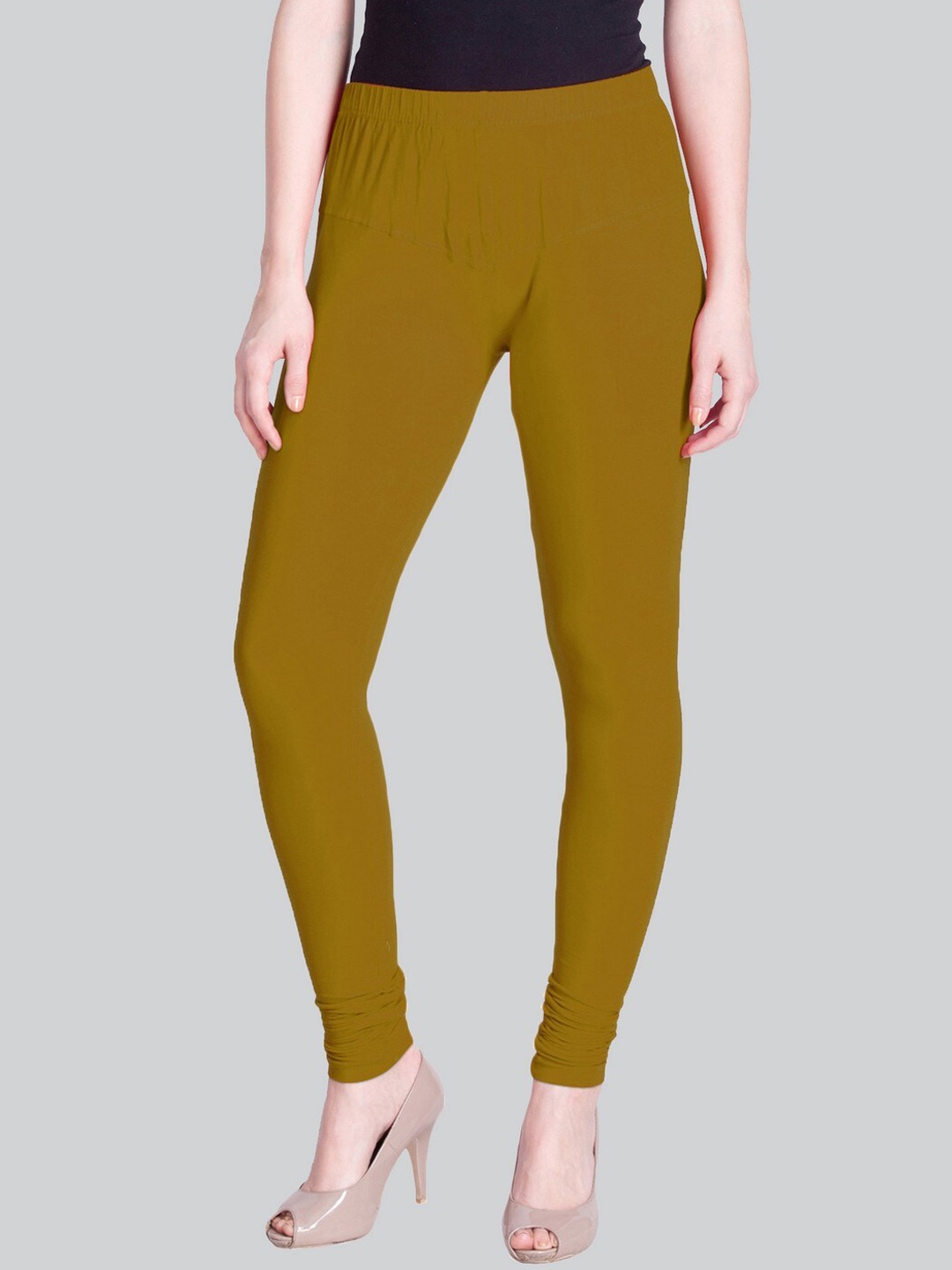 

LYRA Cotton Lycra Churidar Length Leggings, Olive