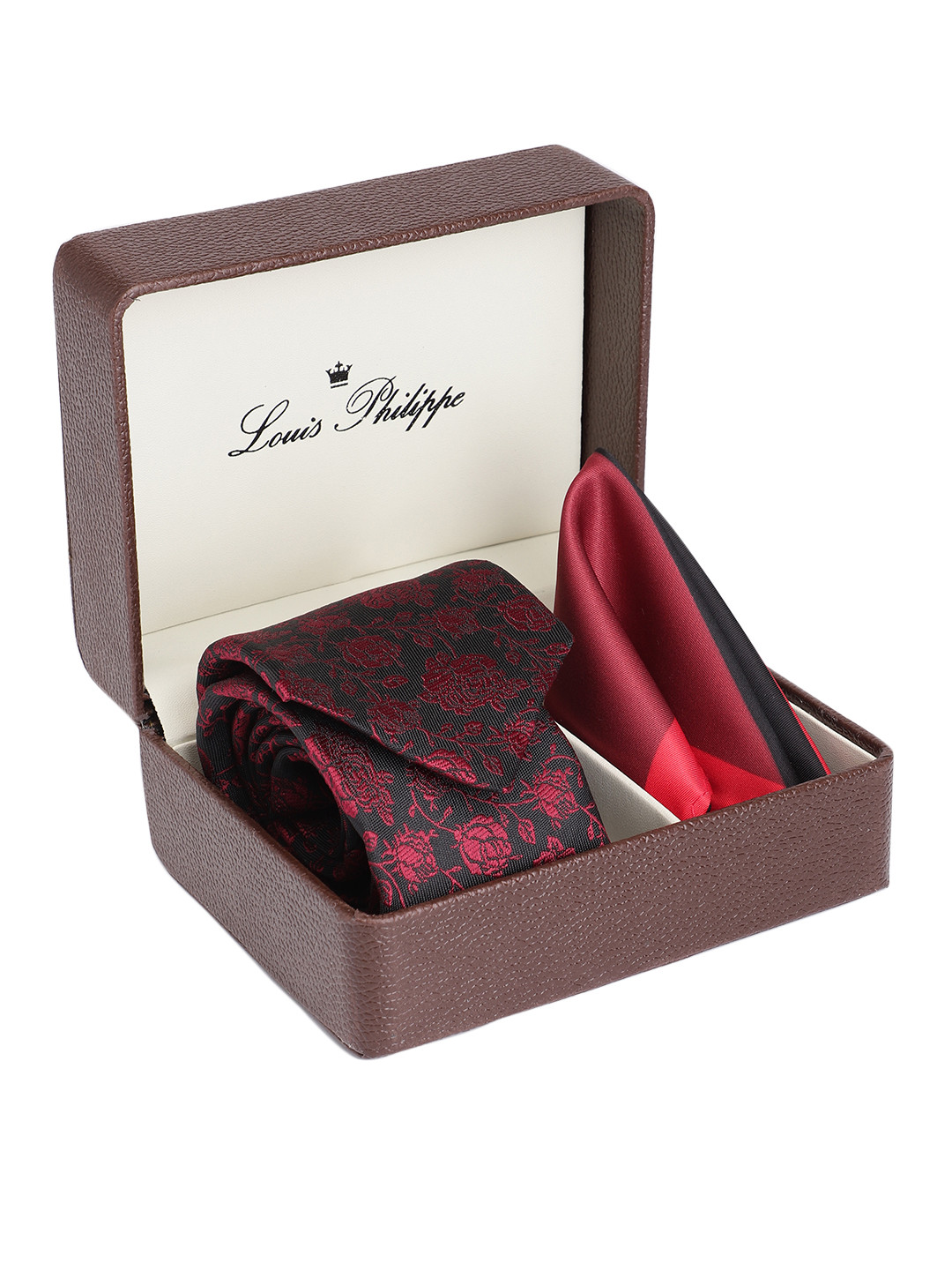 

Louis Philippe Men Woven Design Accessory Gift Set, Red