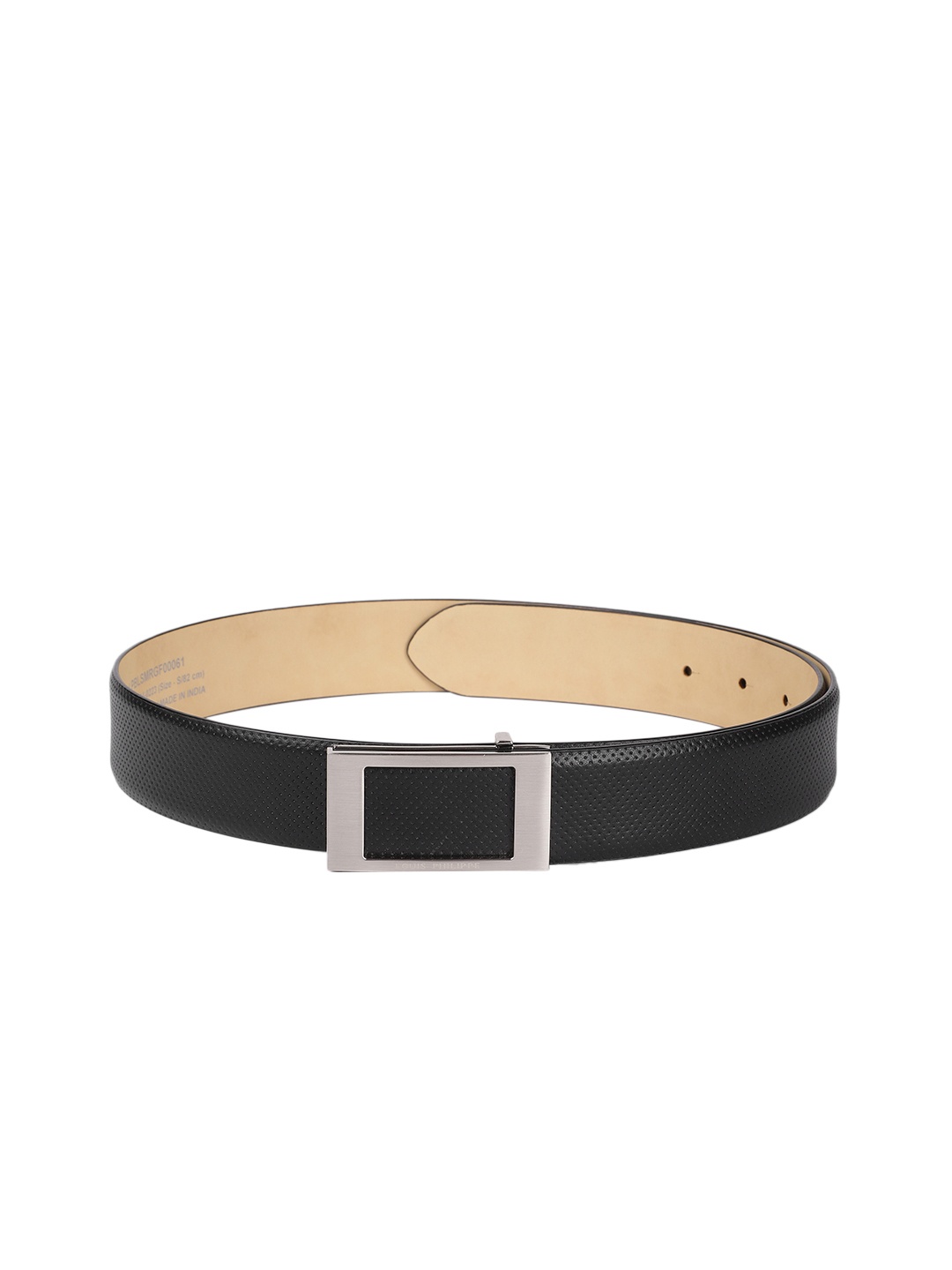 

Louis Philippe Men Black Textured Leather Belt