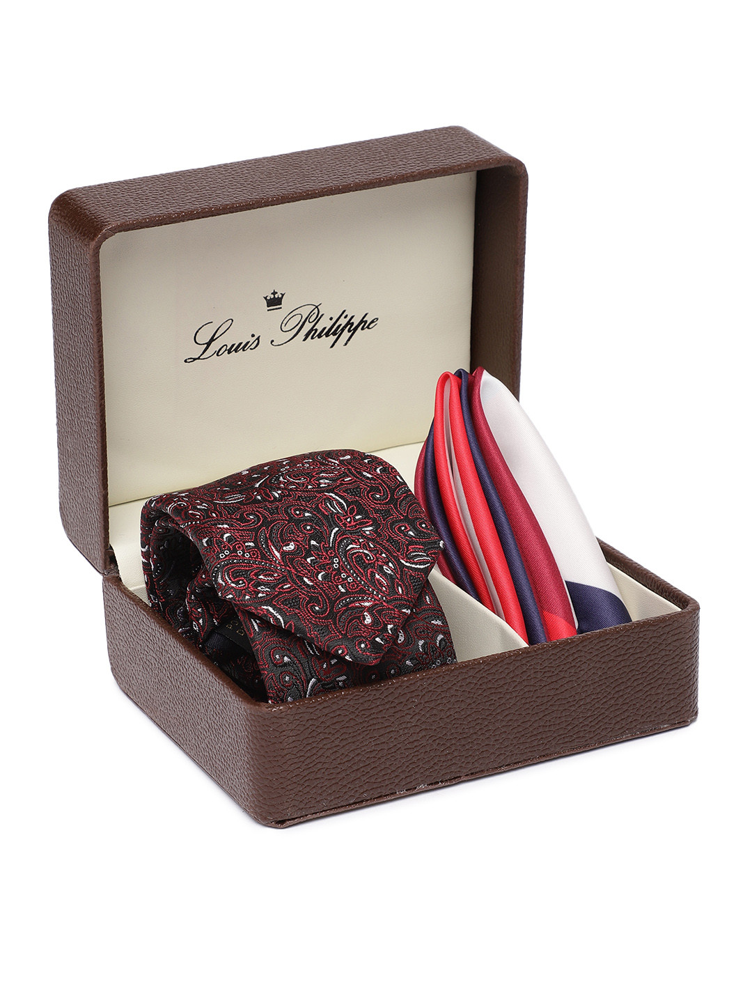 

Louis Philippe Men Self Design Accessory Gift Set, Red