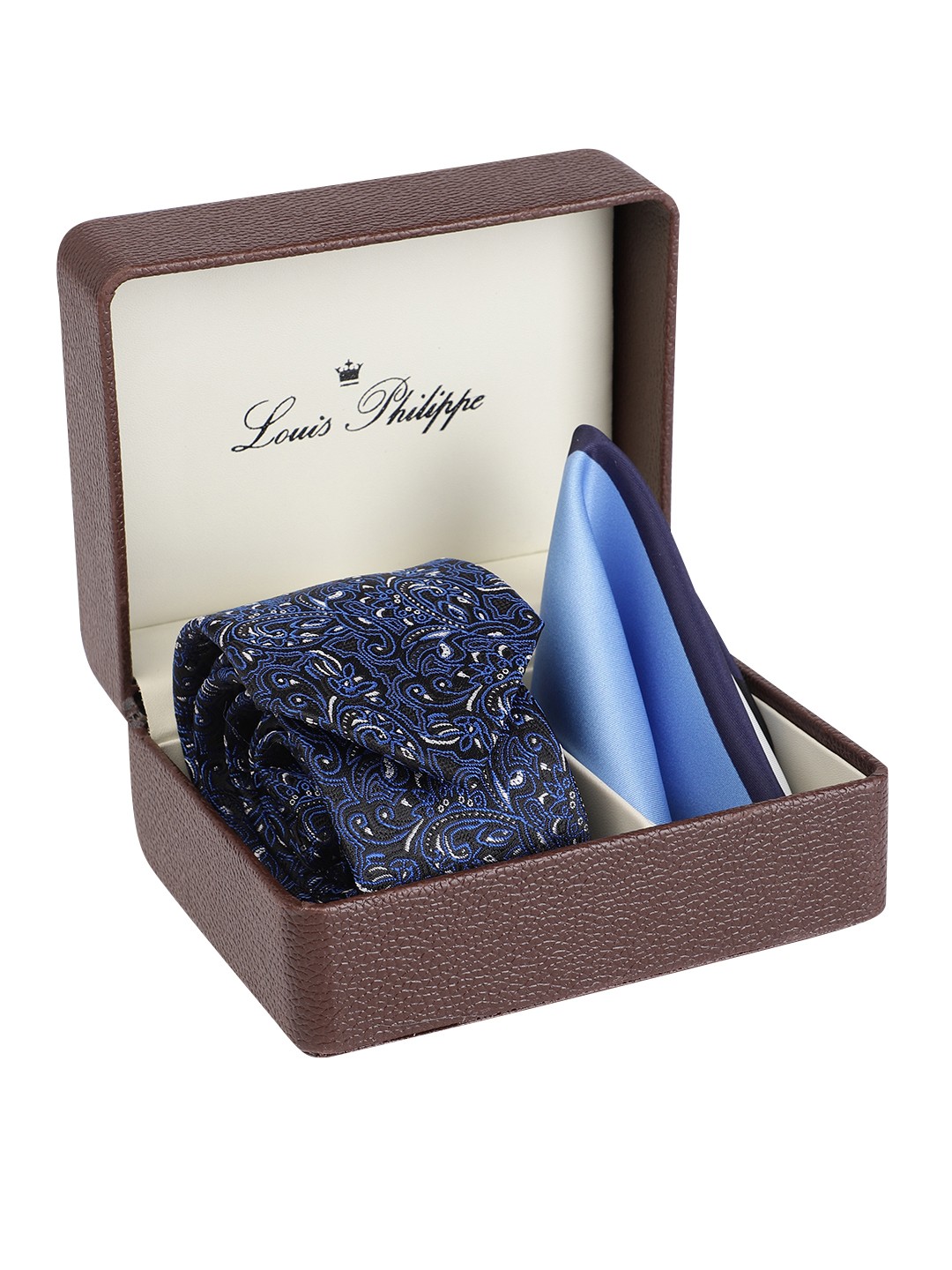 

Louis Philippe Men Woven Design Accessory Gift Set, Navy blue