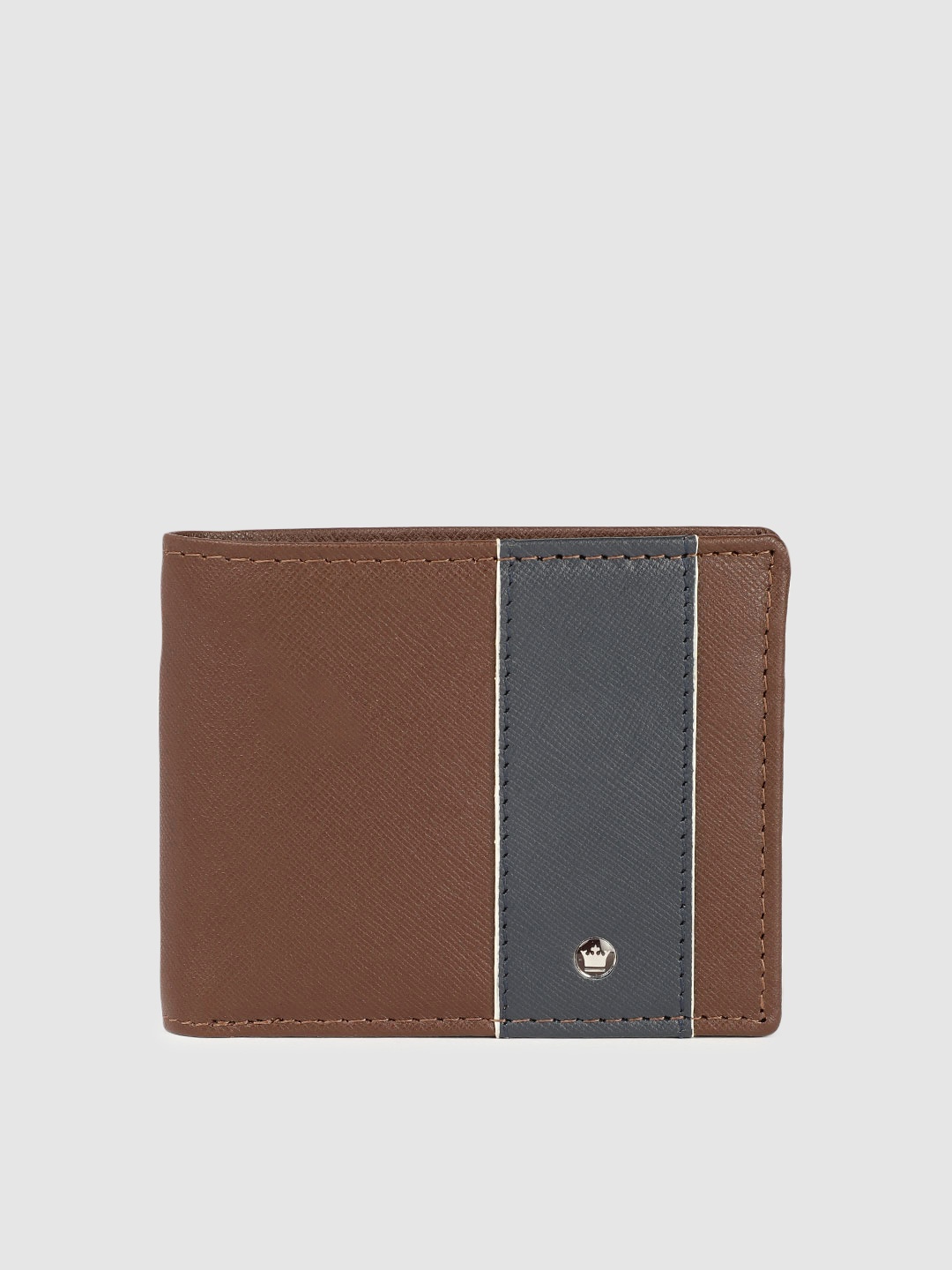

Louis Philippe Men Two Fold Leather Wallet, Brown