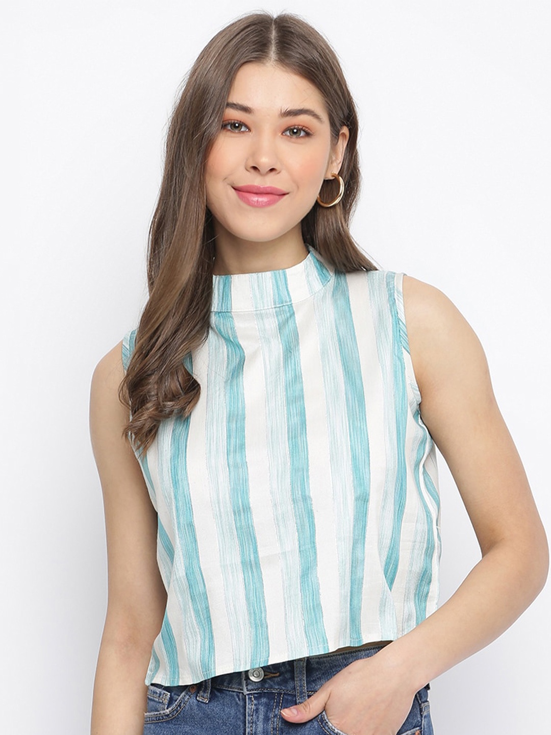 

Mayra Women Striped Top, White