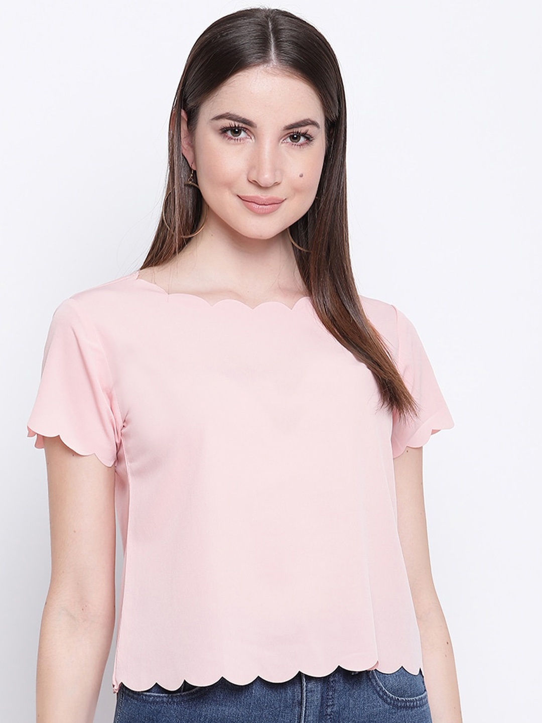 

Mayra Regular Boat Neck Top, Pink