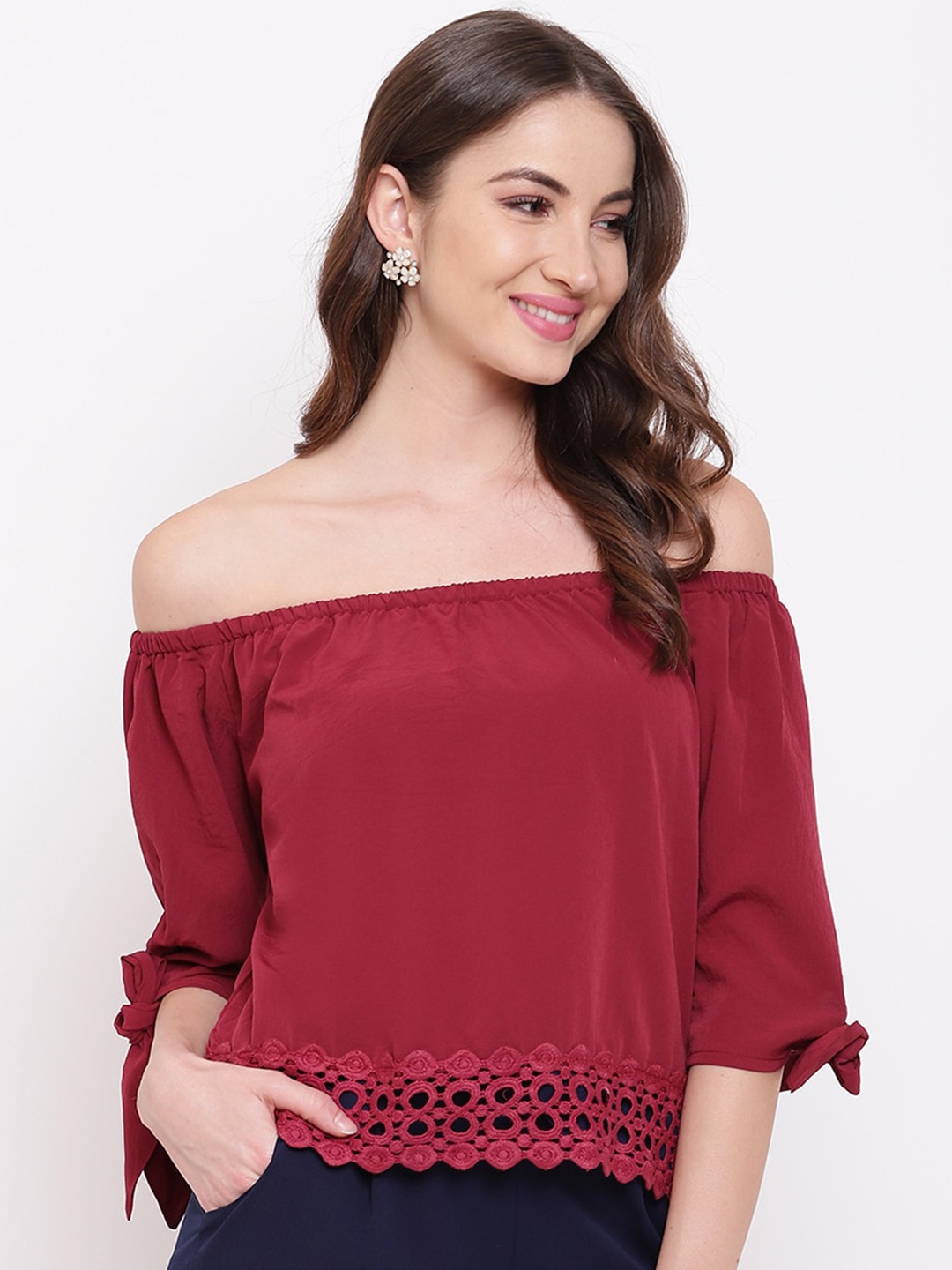 

Mayra Off-Shoulder Bardot Top, Maroon