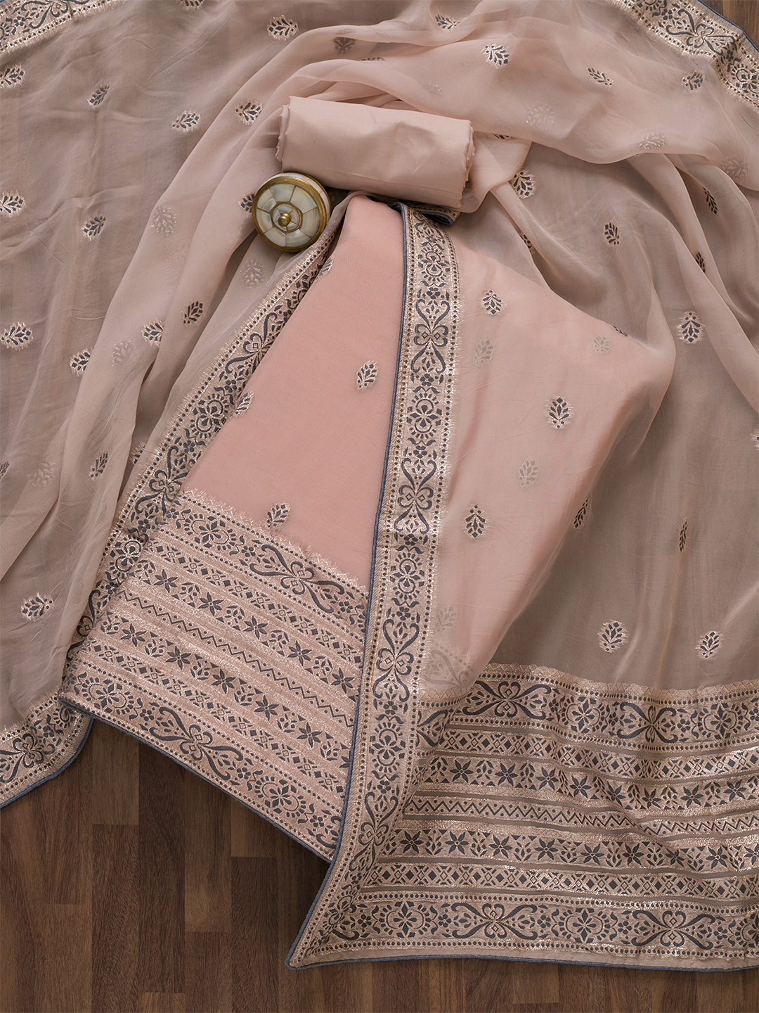 

Koskii Cotton Unstitched Dress Material, Peach