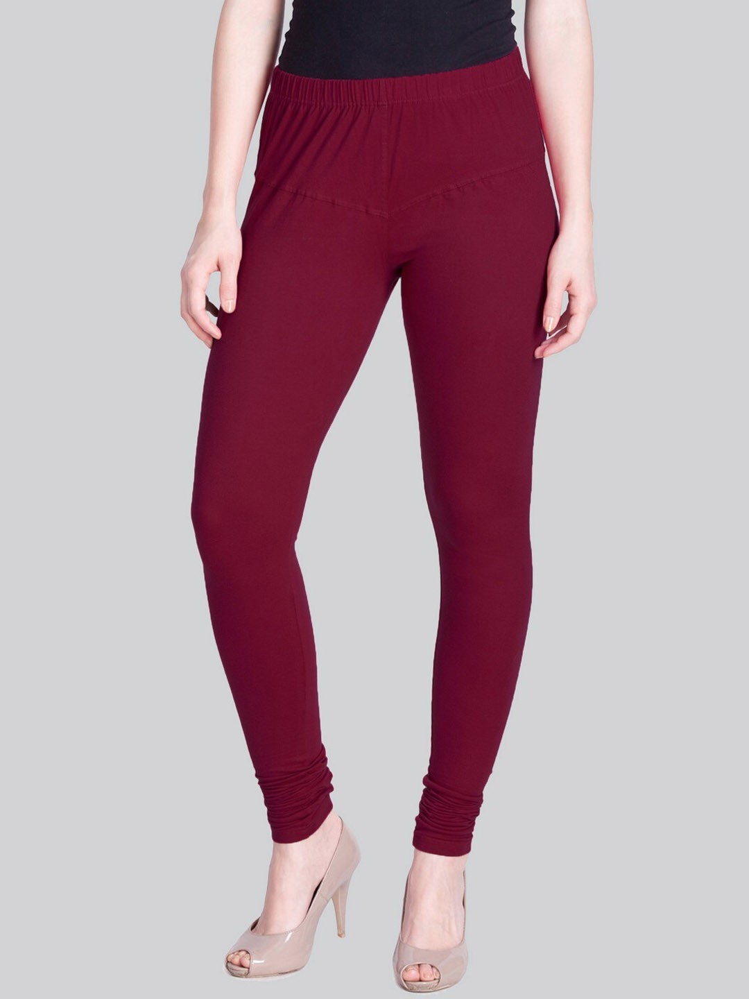 

LYRA Cotton Lycra Churidar Length Leggings, Burgundy