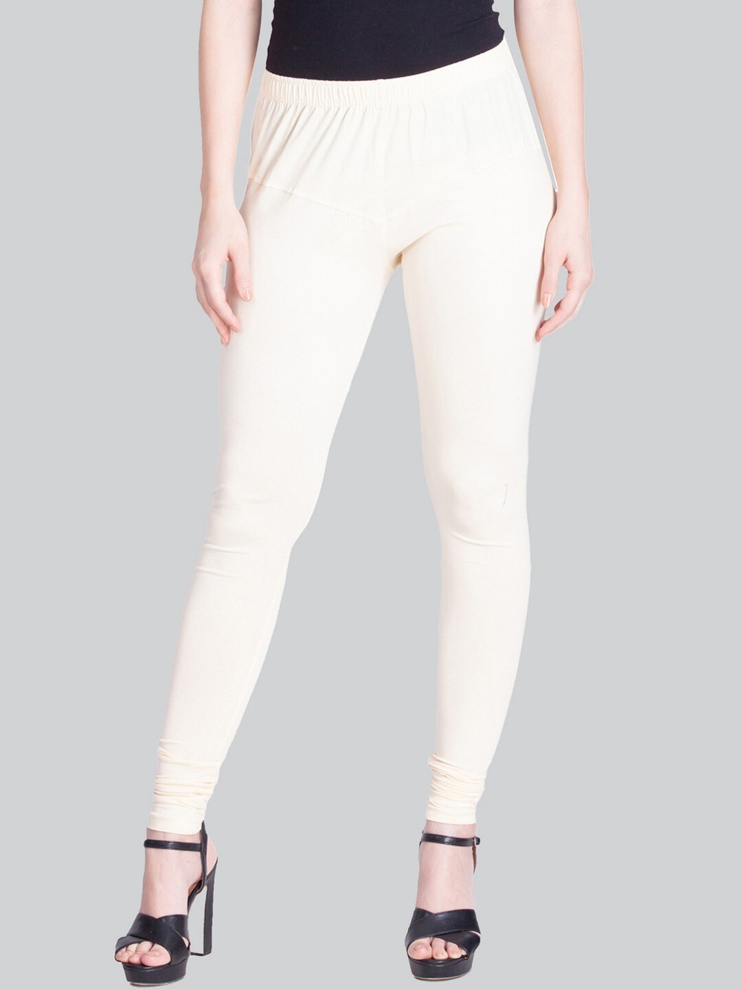 

LYRA Mid Rise Churidar-Length Cotton Lycra Legging, Cream