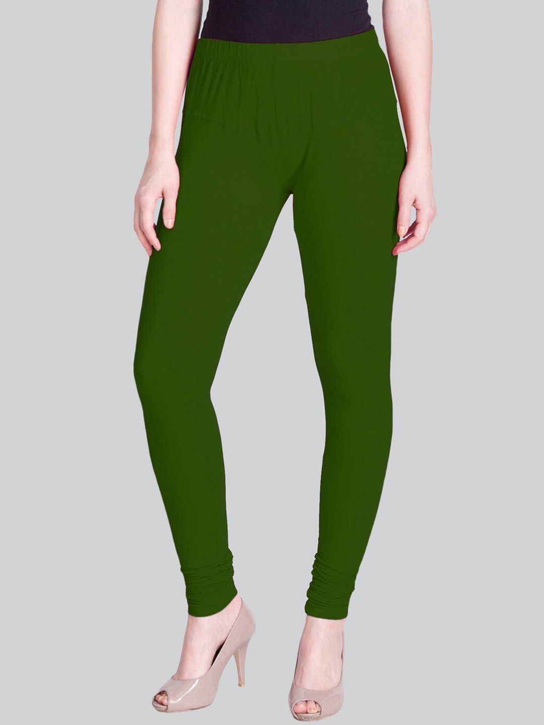 

LYRA Churidar-Length Cotton Lycra Leggings, Olive