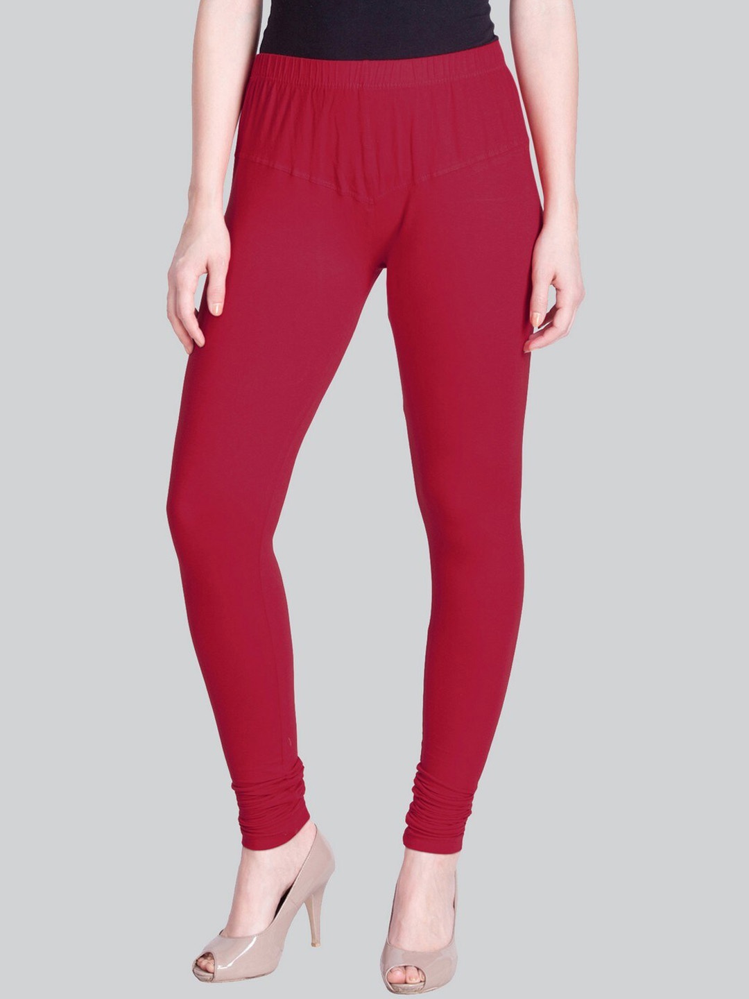 

LYRA Cotton Lycra Churidar Length Leggings, Red