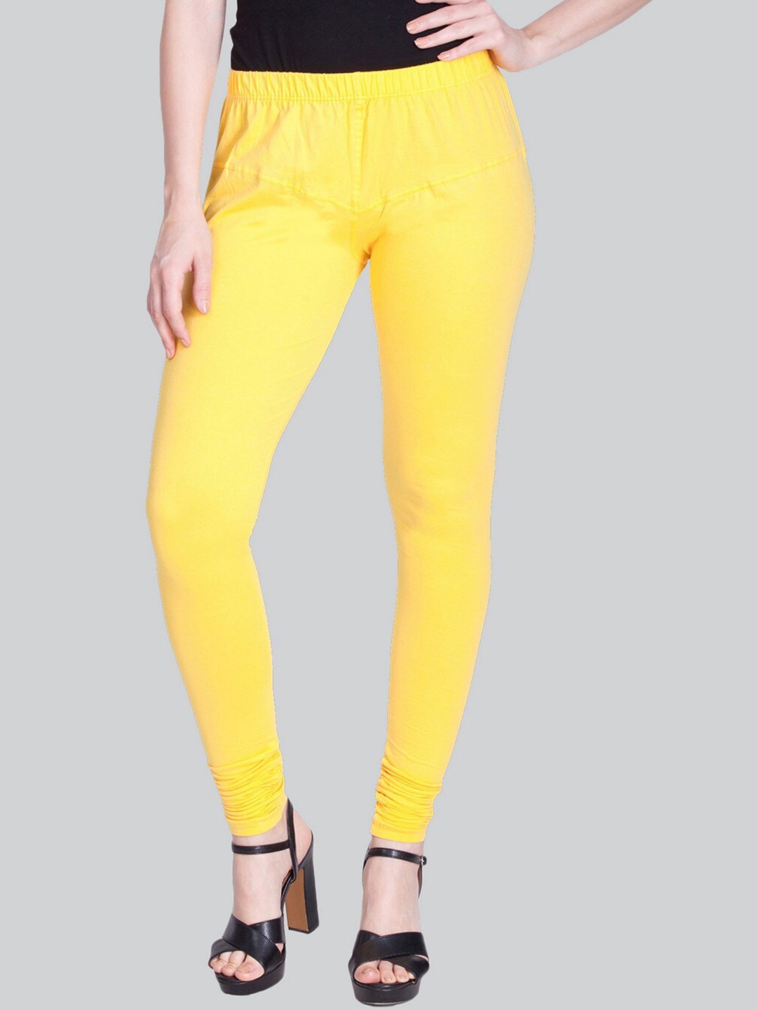 

LYRA Premium Cotton Lycra 4 Way Stretch Bio Wash Churidar-Length Leggings, Yellow