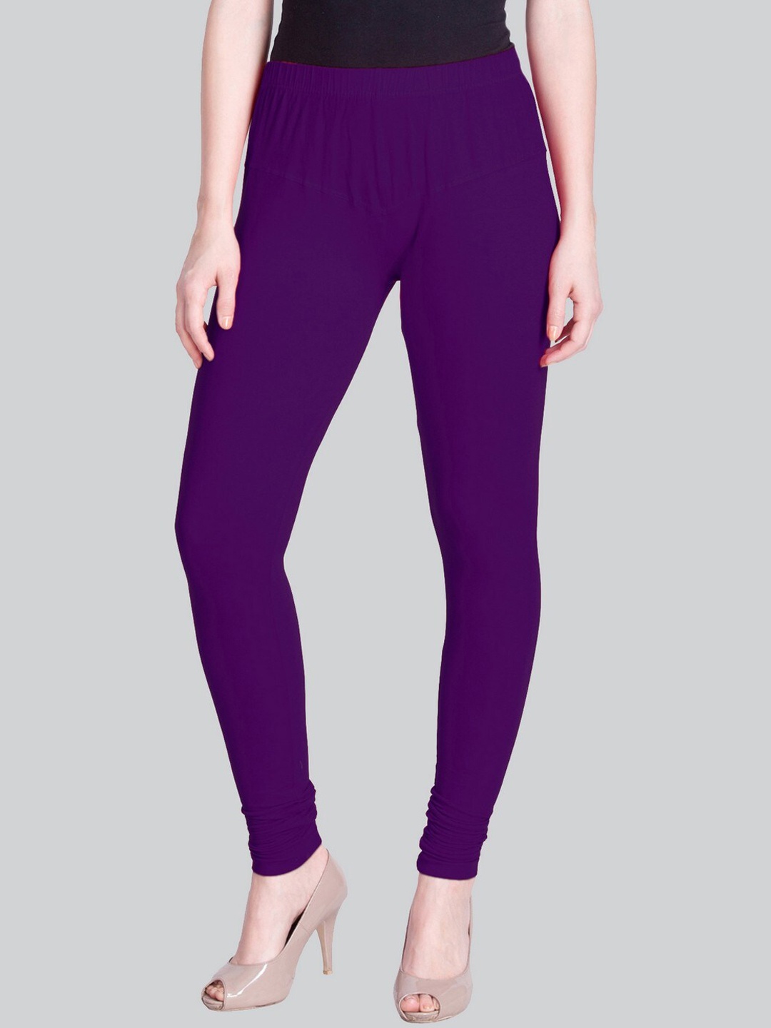 

LYRA Premium Cotton Lycra 4 Way Stretch Bio Wash Churidar-Length Leggings, Purple