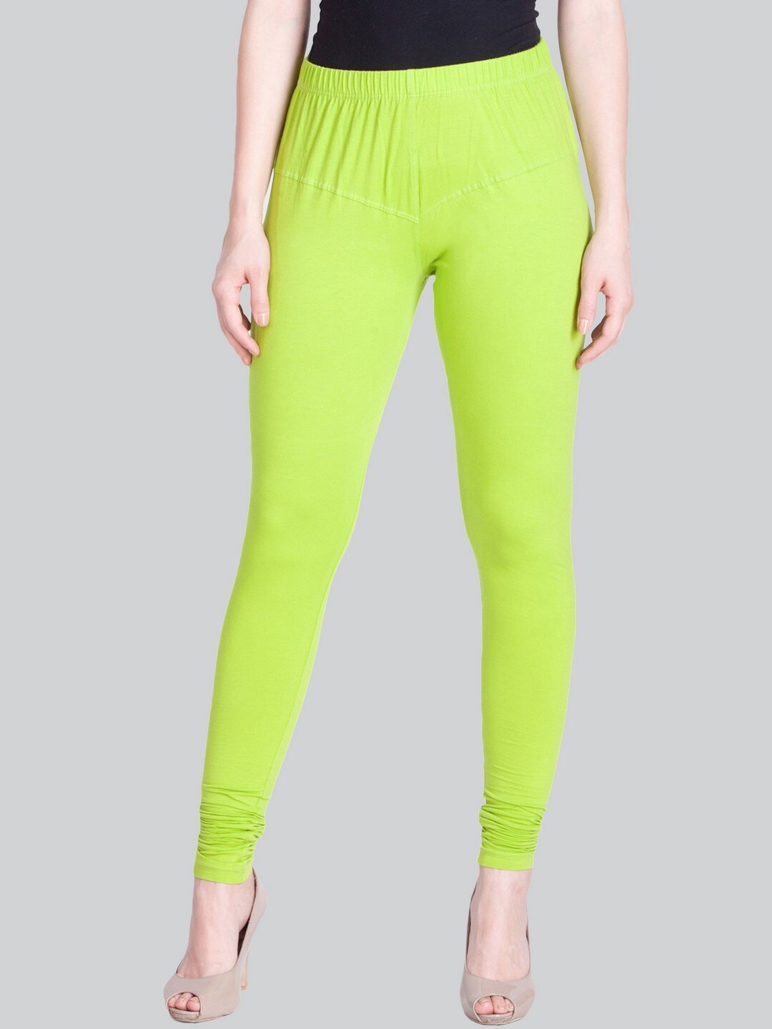 

LYRA Premium Cotton Lycra 4 Way Stretch Bio Wash Churidar-Length Leggings, Green